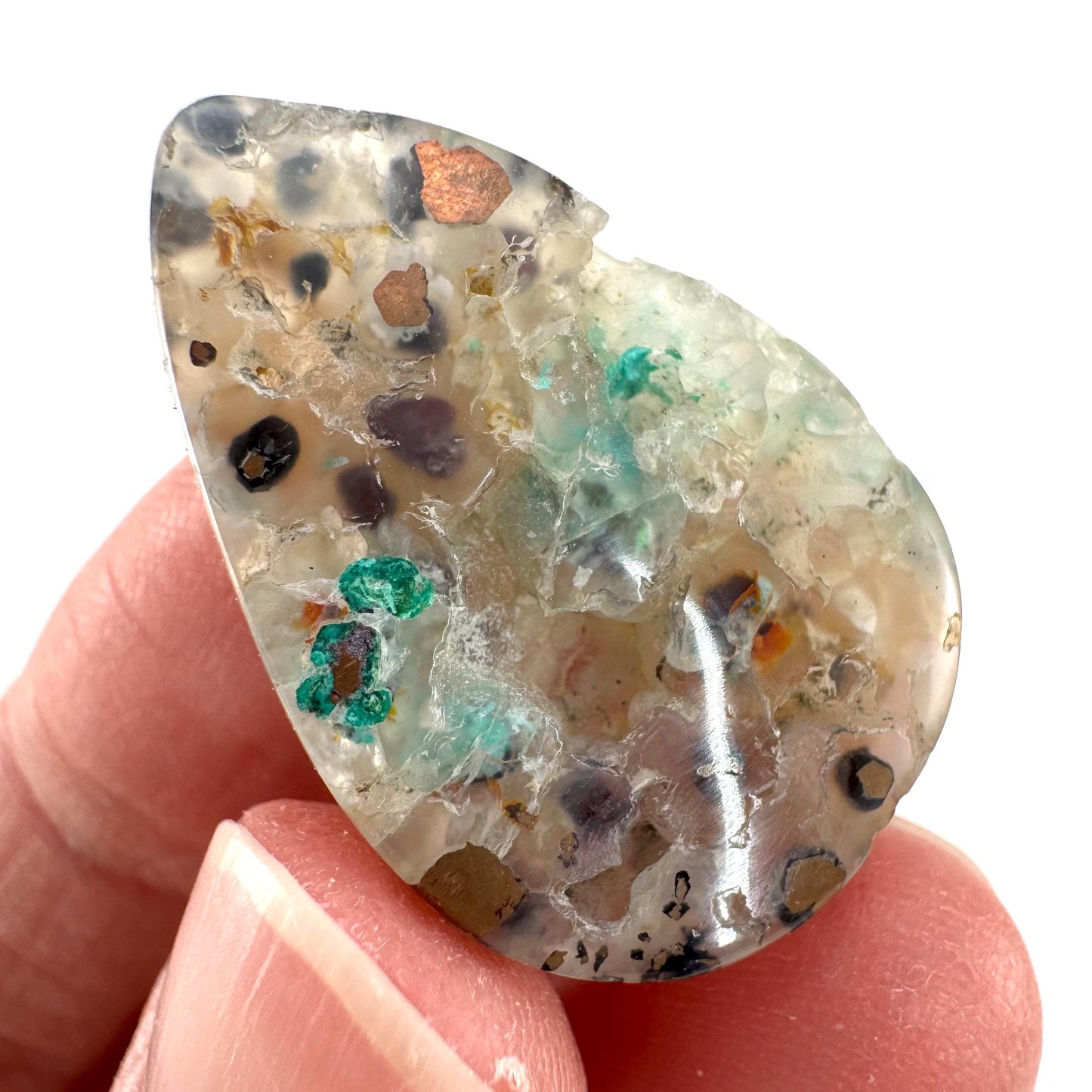 Confetti Agate Cabochon | Chrysocolla and Copper Gemstone