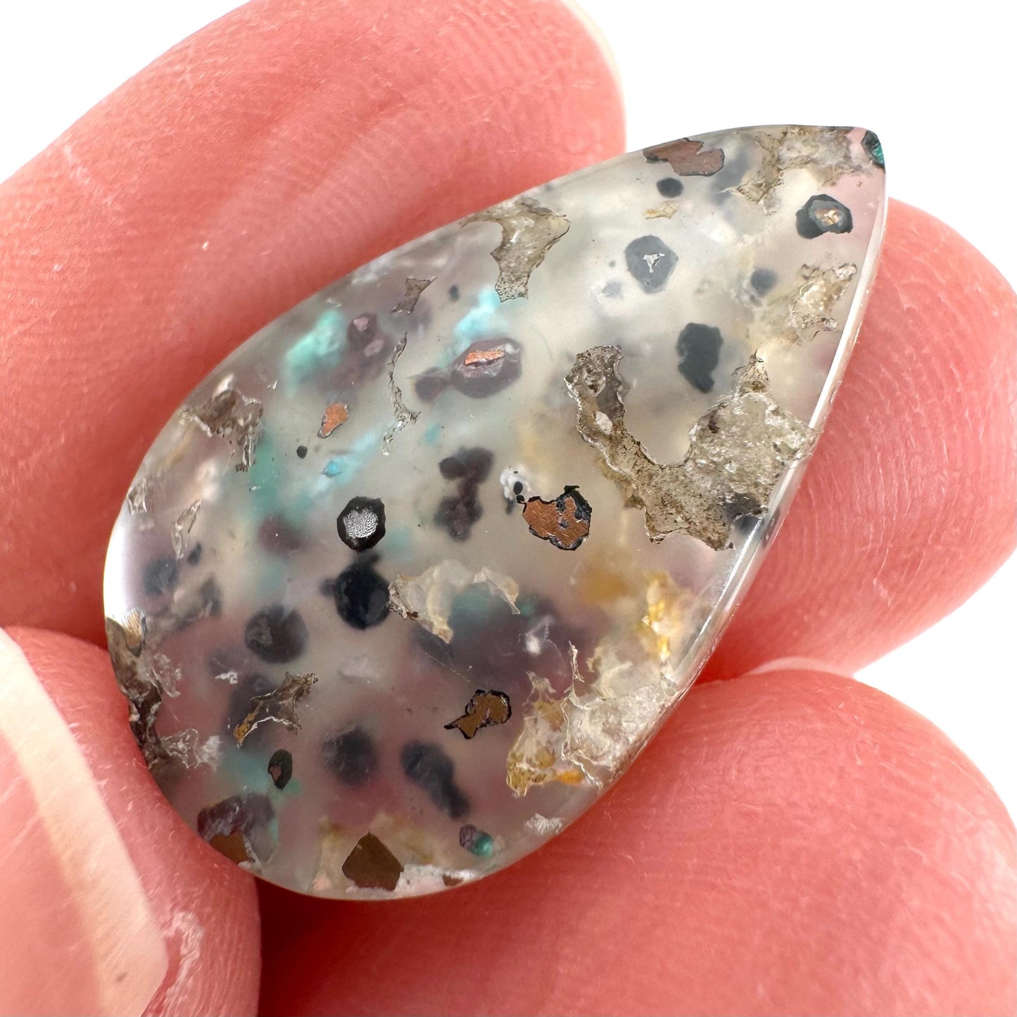 Confetti Agate Cabochon | Chrysocolla and Copper Gemstone
