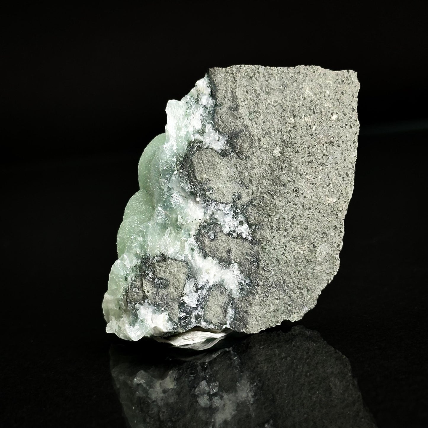 Prehnite w/ Apophyllite (Conneticut, USA) | Green Crystal, Rare Mineral Specimen