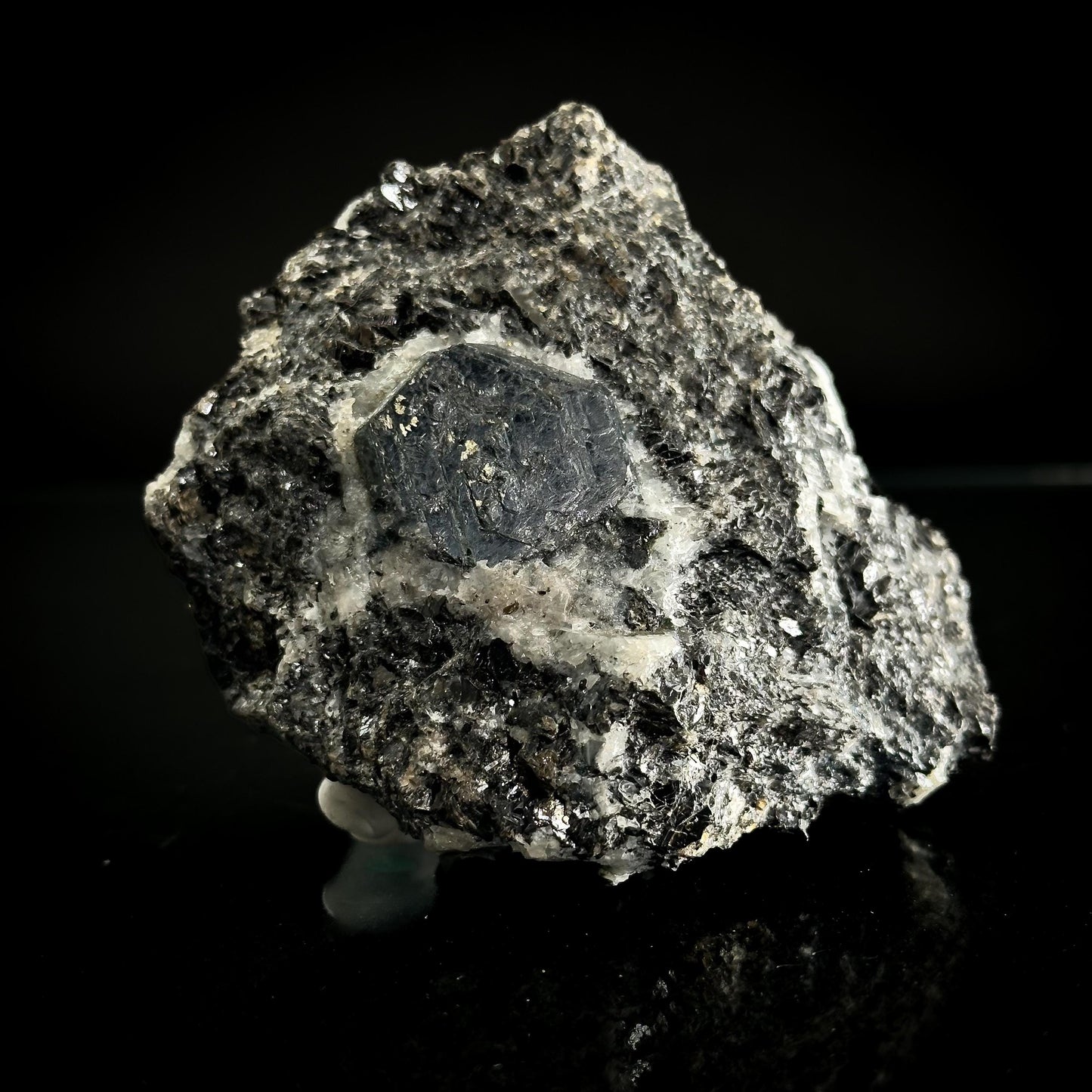 Sapphirine on Matrix | dark blue crystal, rare mineral specimen from Madagascar