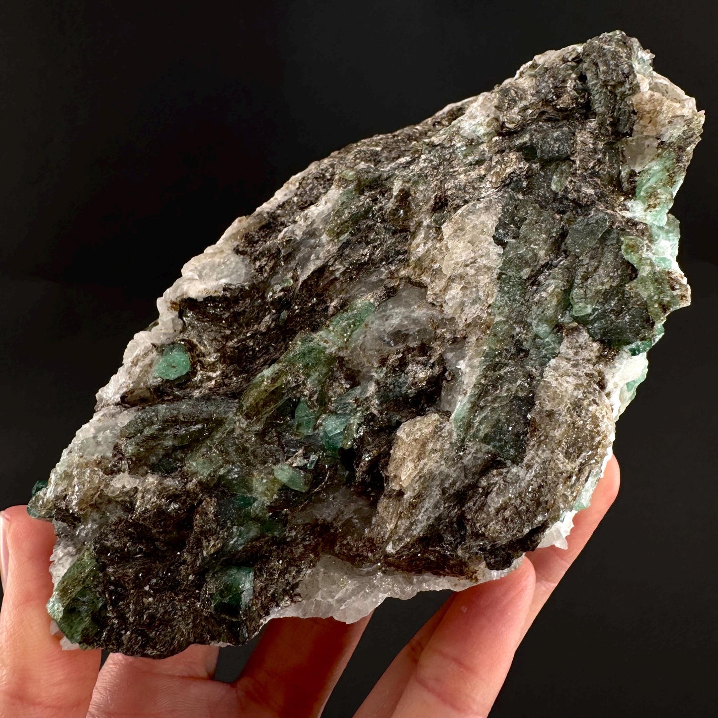 Emerald on Matrix | natural green crystal cluster, raw mineral specimen from Pakistan