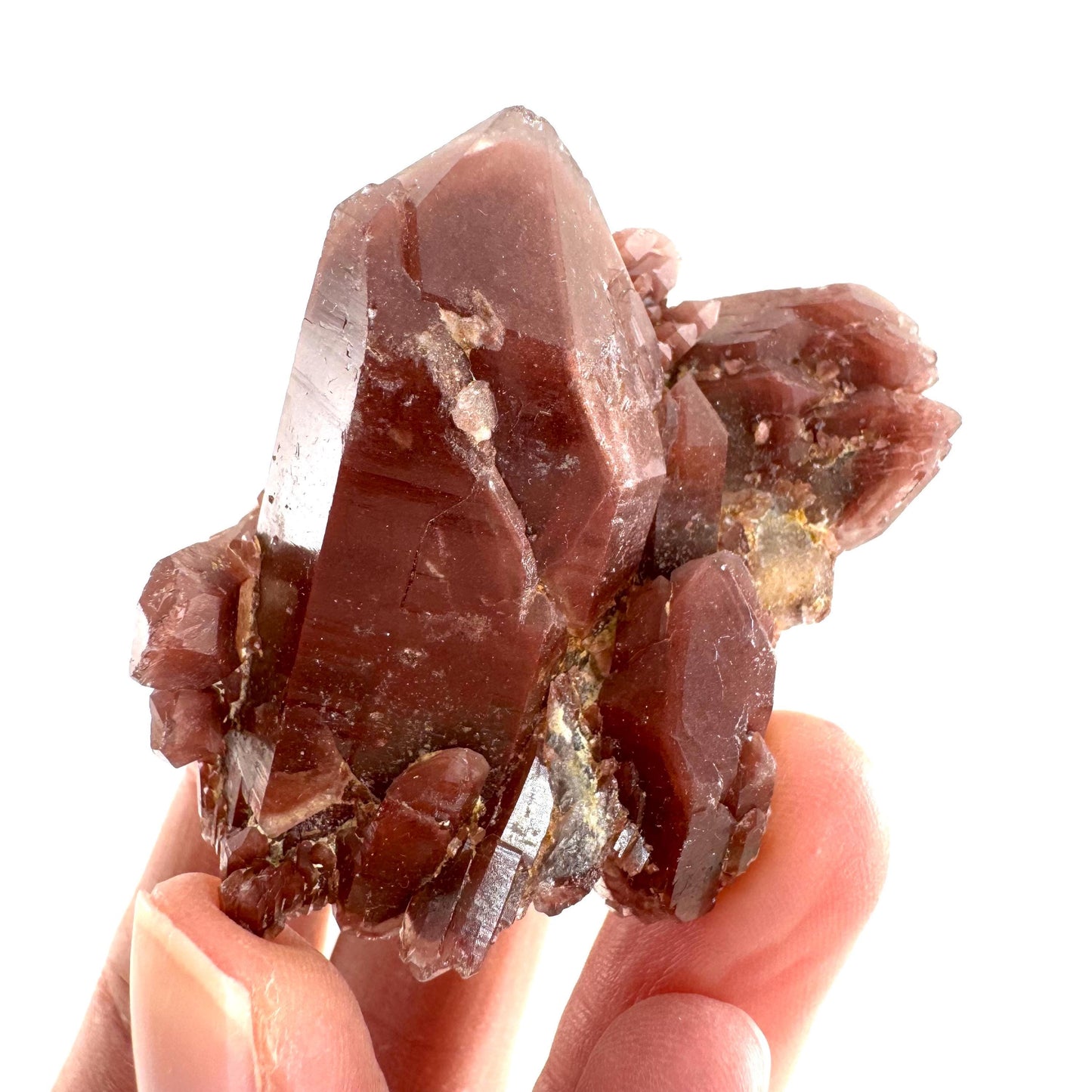 Red Hematite Quartz Crystal | Phantom Fire Quartz, mineral specimen from Zimbabwe