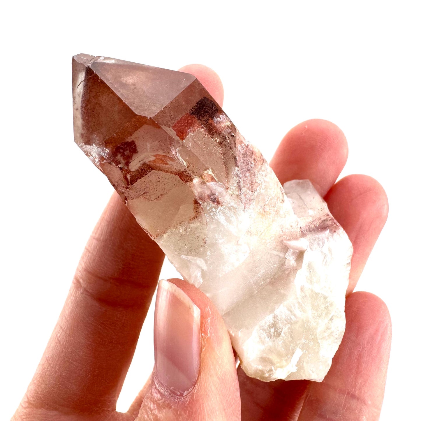 Red Hematite Quartz Crystal | Phantom Fire Quartz, mineral specimen from Zimbabwe