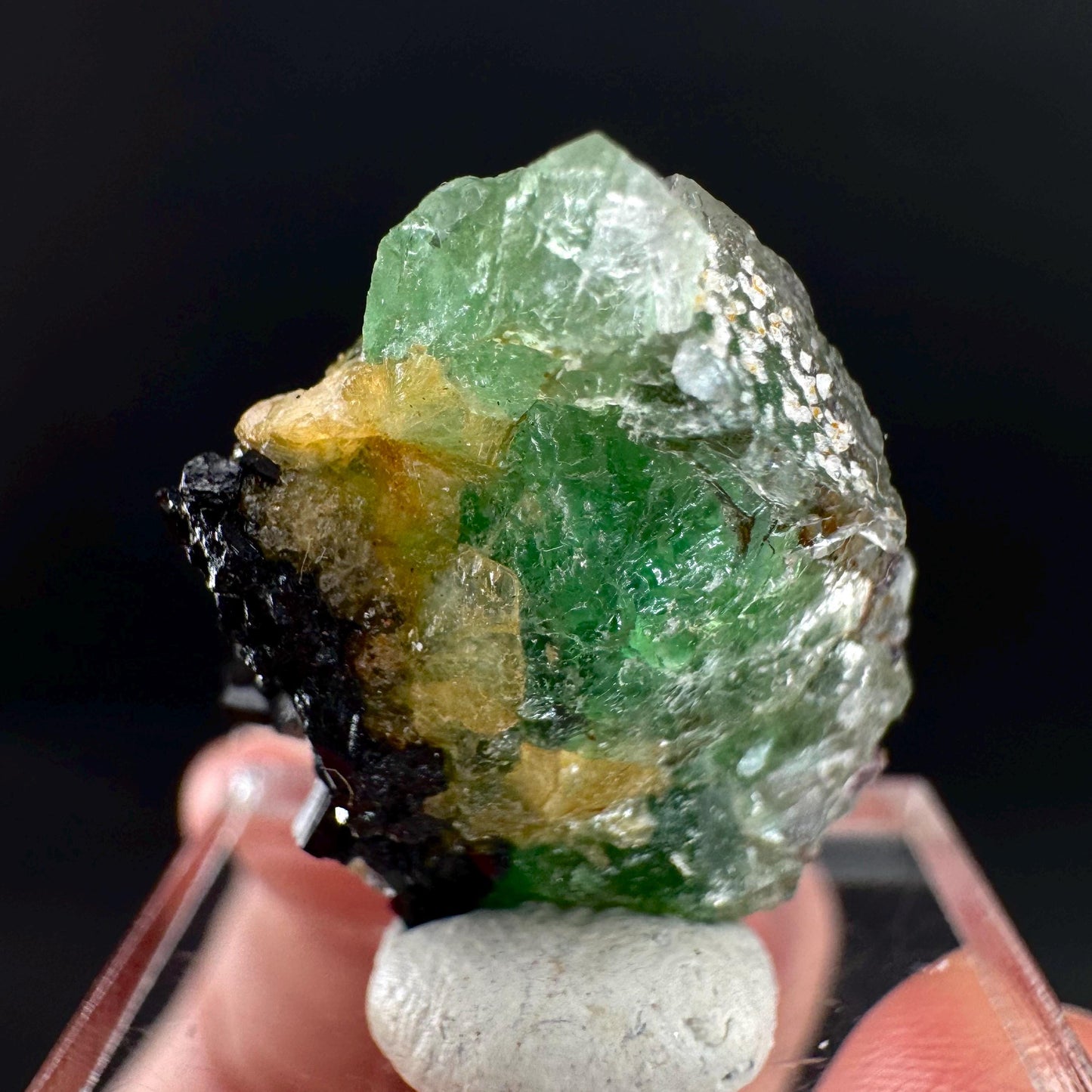 Fluorite w/ Schorl, & Muscovite | Lollipop Pocket, green crystal cluster, mineral specimen from Namibia