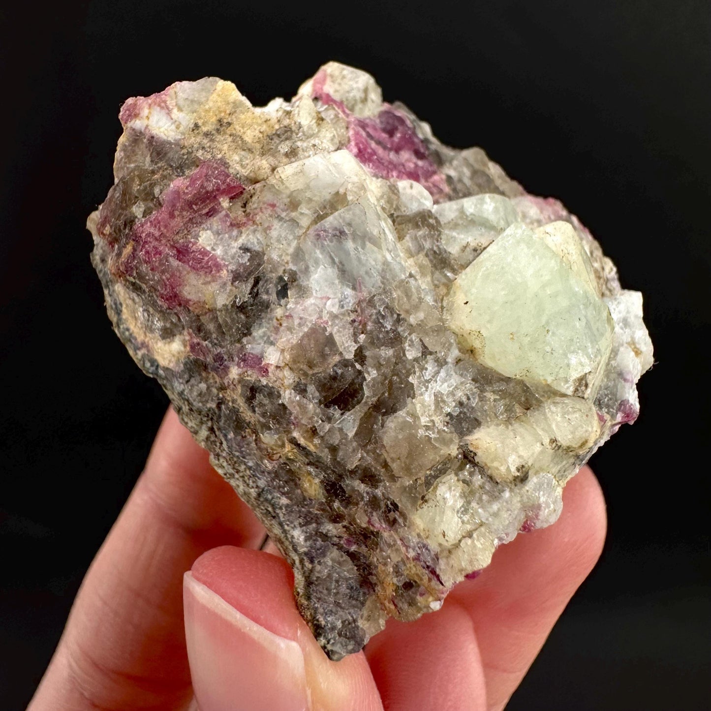 Londonite with Liddicoatite | yellow & pink crystal, rare mineral specimen from Madagascar