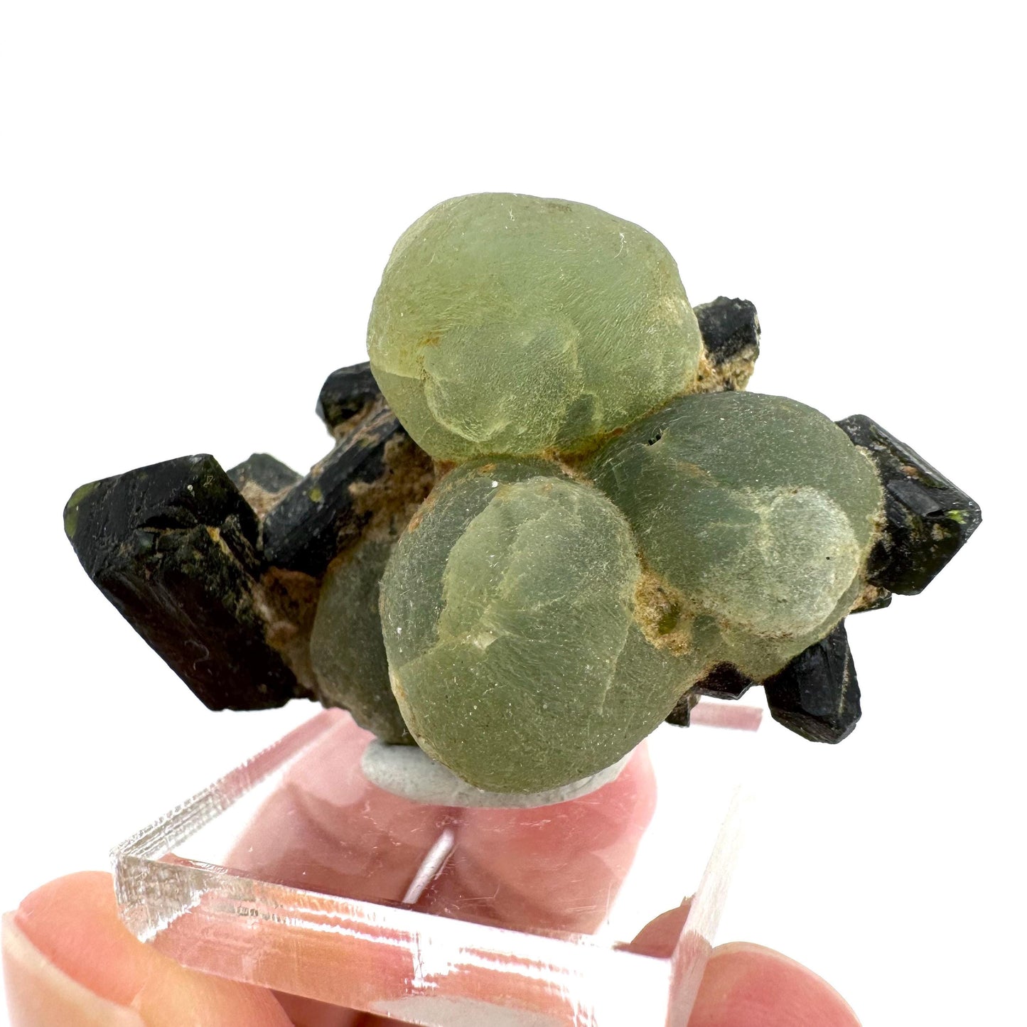 Prehnite with Epidote | Botryoidal green crystal, mineral specimen from Mali