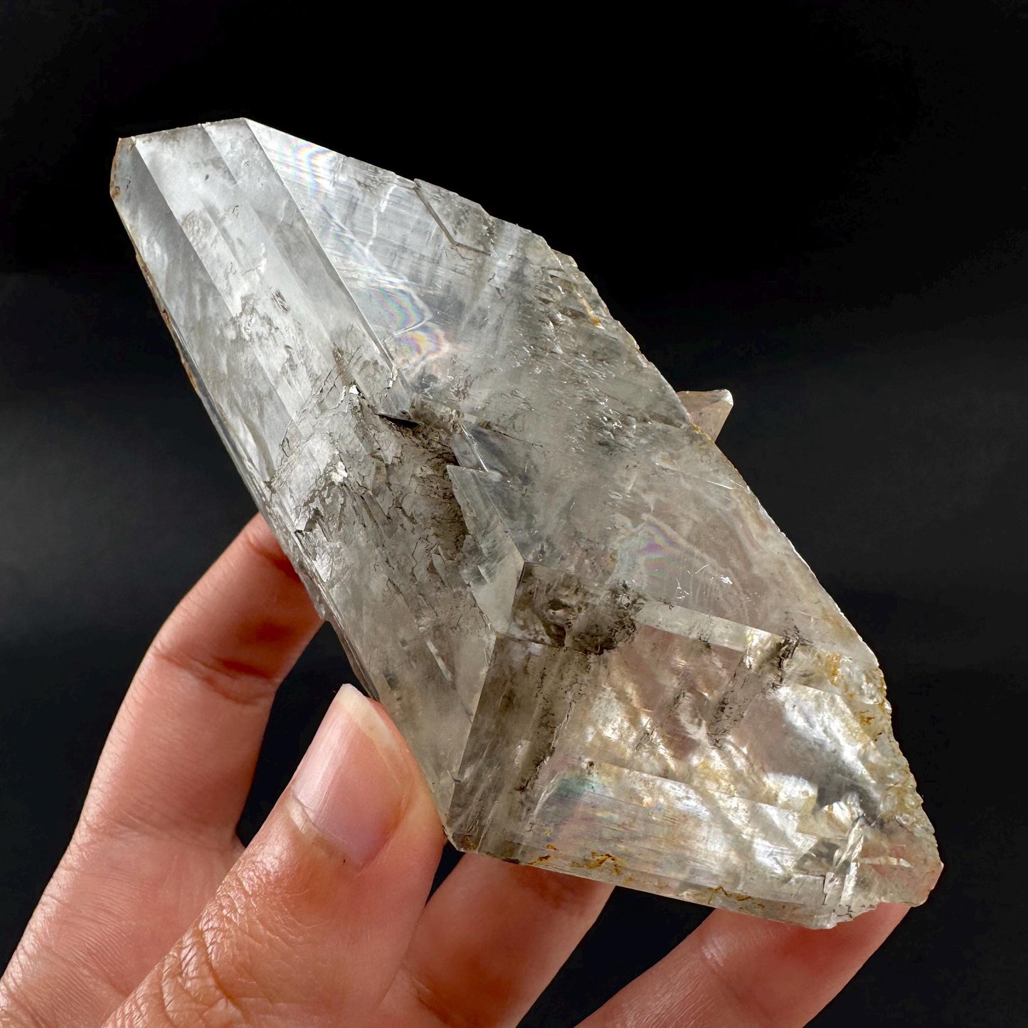 Hourglass Selenite | Phosphorescent UV Reactive Gypsum Crystal from Canada