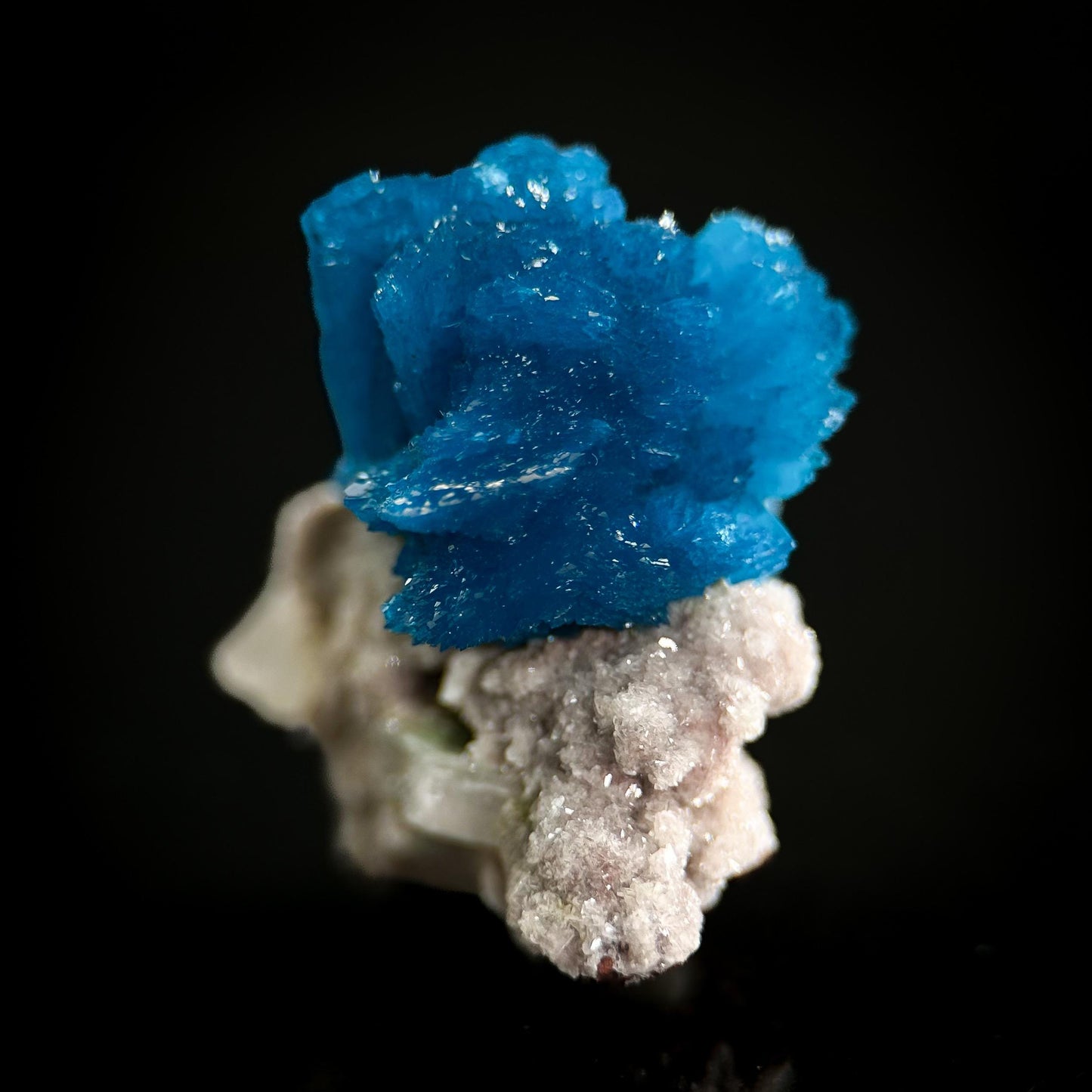 Deep Blue Cavansite on Matrix | crystal cluster, mineral specimen