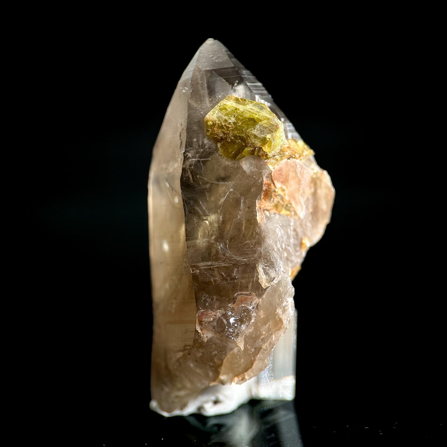 Chrysoberyl on Smoky Quartz | Yellow Crystal, Rare Mineral Specimen from Madagascar