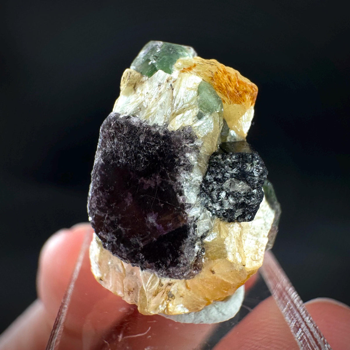 Fluorite w/ Schorl, & Muscovite | Lollipop Pocket, green crystal, mineral specimen from Namibia
