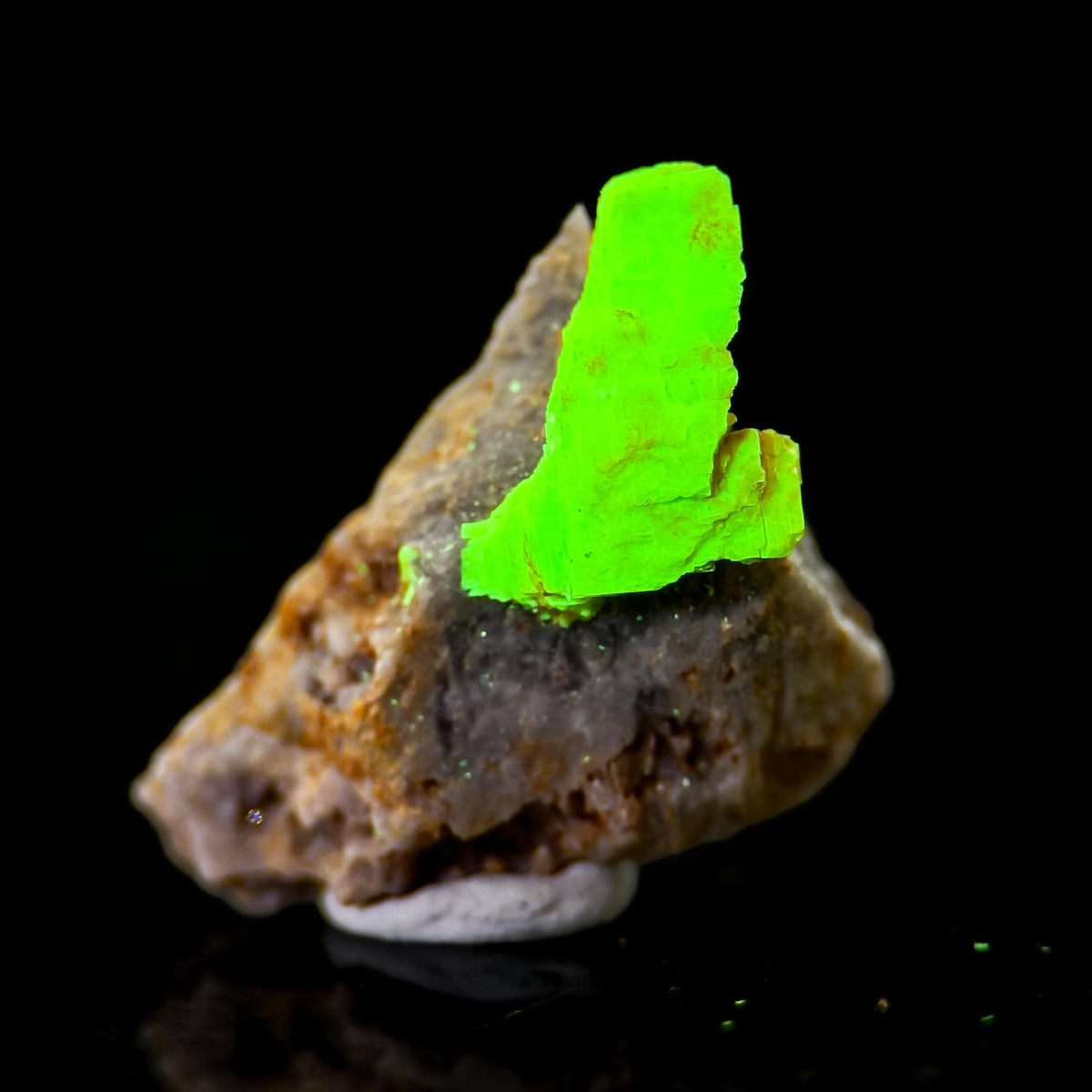 Uranocircite | fluorescent UV reactive crystal, rare mineral specimen from Germany