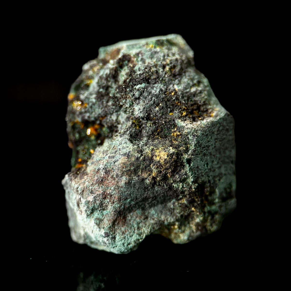 Kasolite w/ Malachite | orange and green crystal, rare mineral specimen from DR Congo