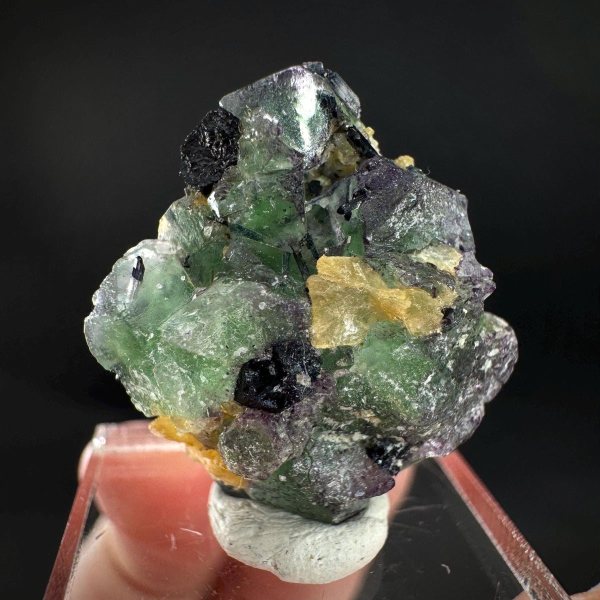 Fluorite w/ Schorl, & Muscovite | Lollipop Pocket, green crystal, mineral specimen from Namibia
