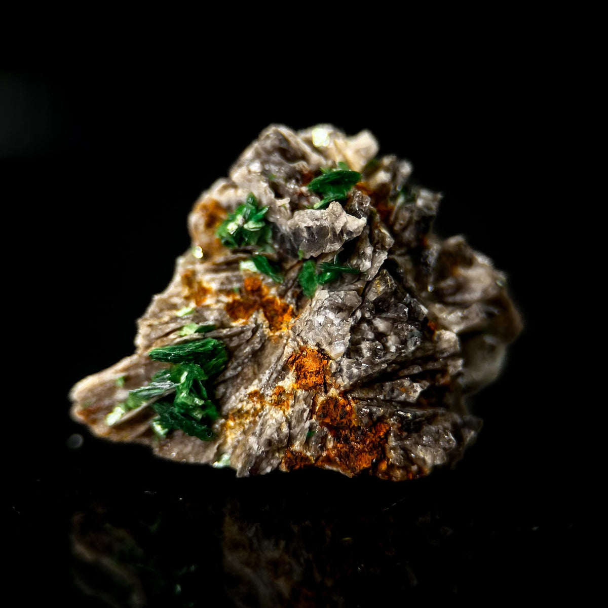 Torbernite | green crystals on matrix, rare mineral specimen from France