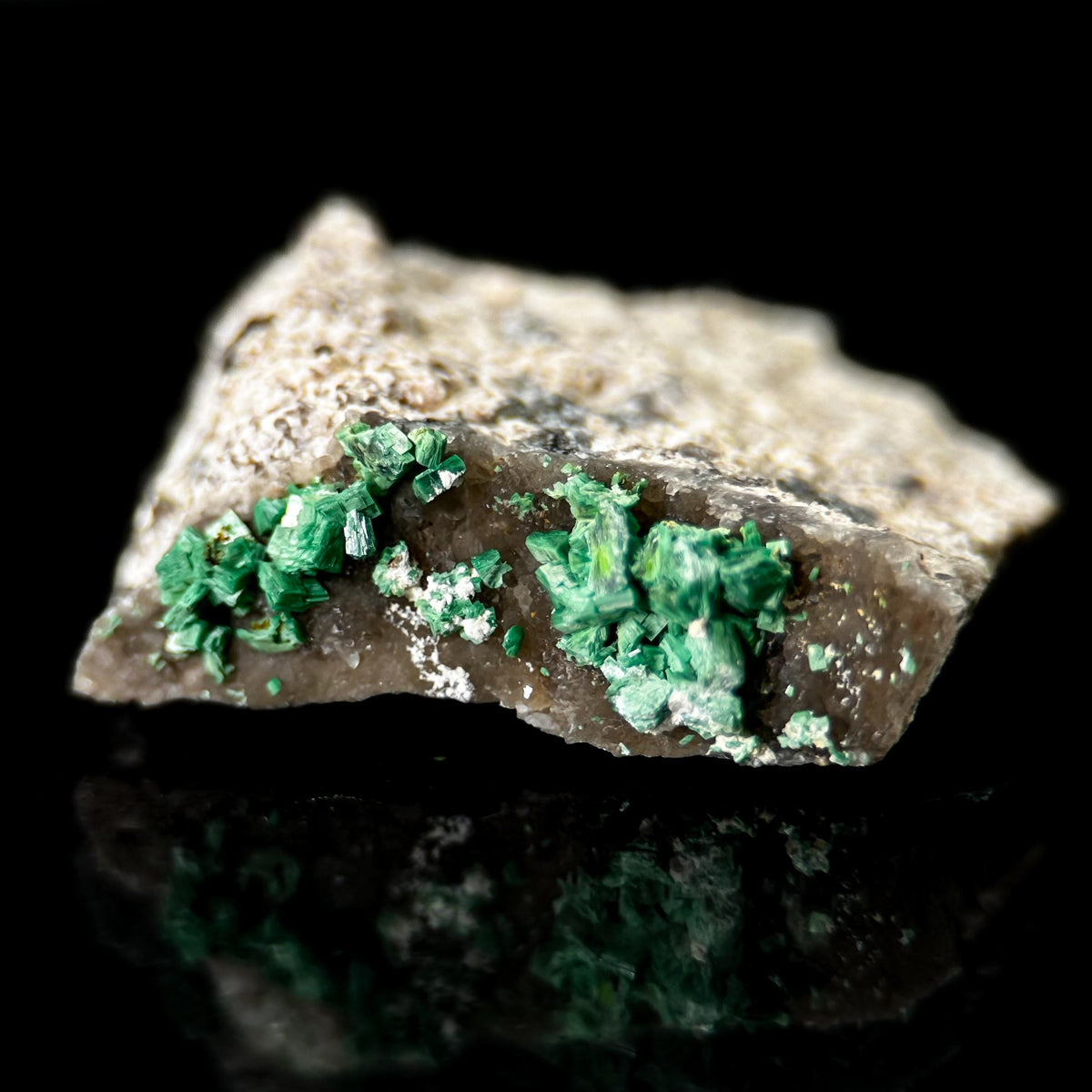 Torbernite | green crystals on matrix, rare mineral specimen from France
