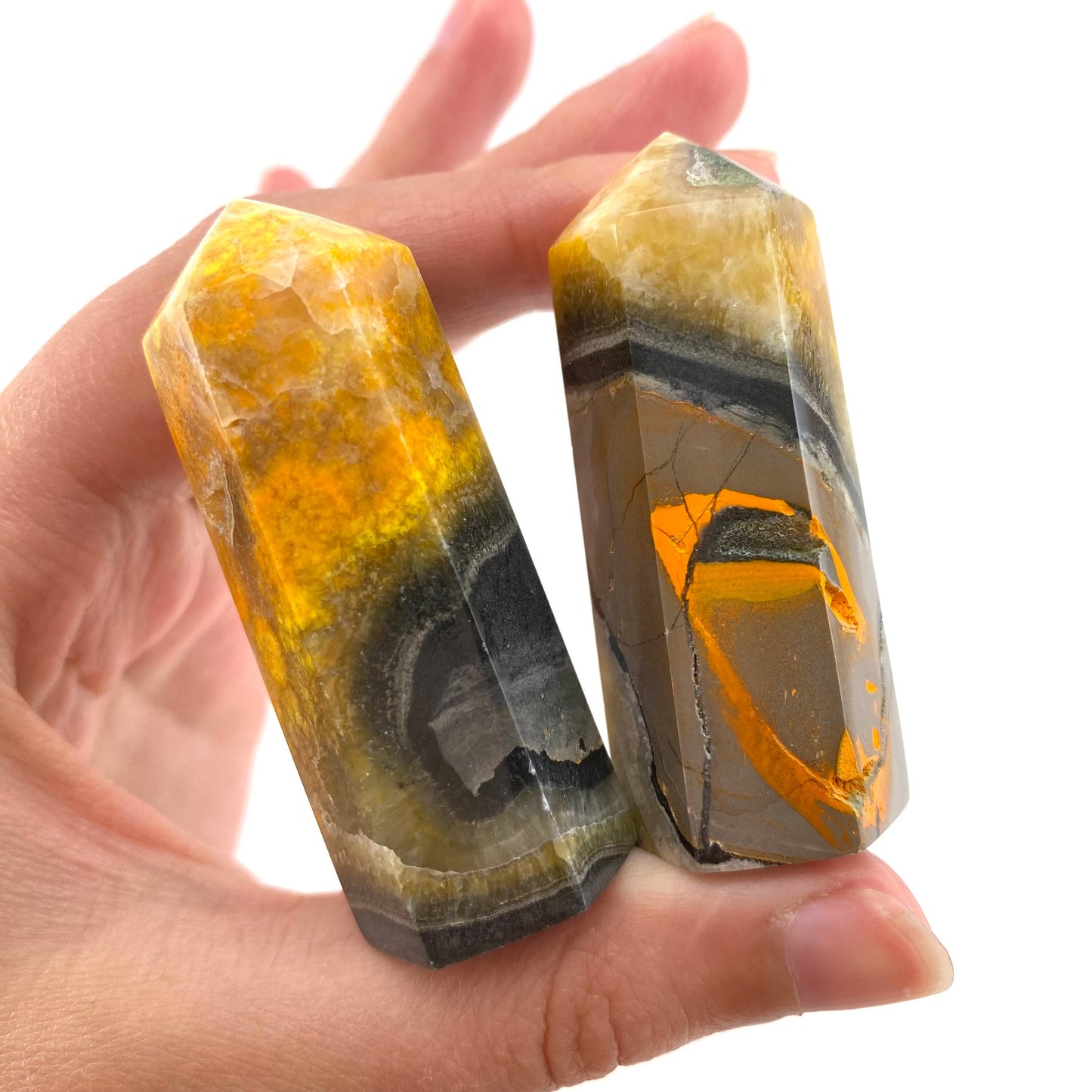 Bumblebee Jasper point, crystal point, bumblebee jasper tower