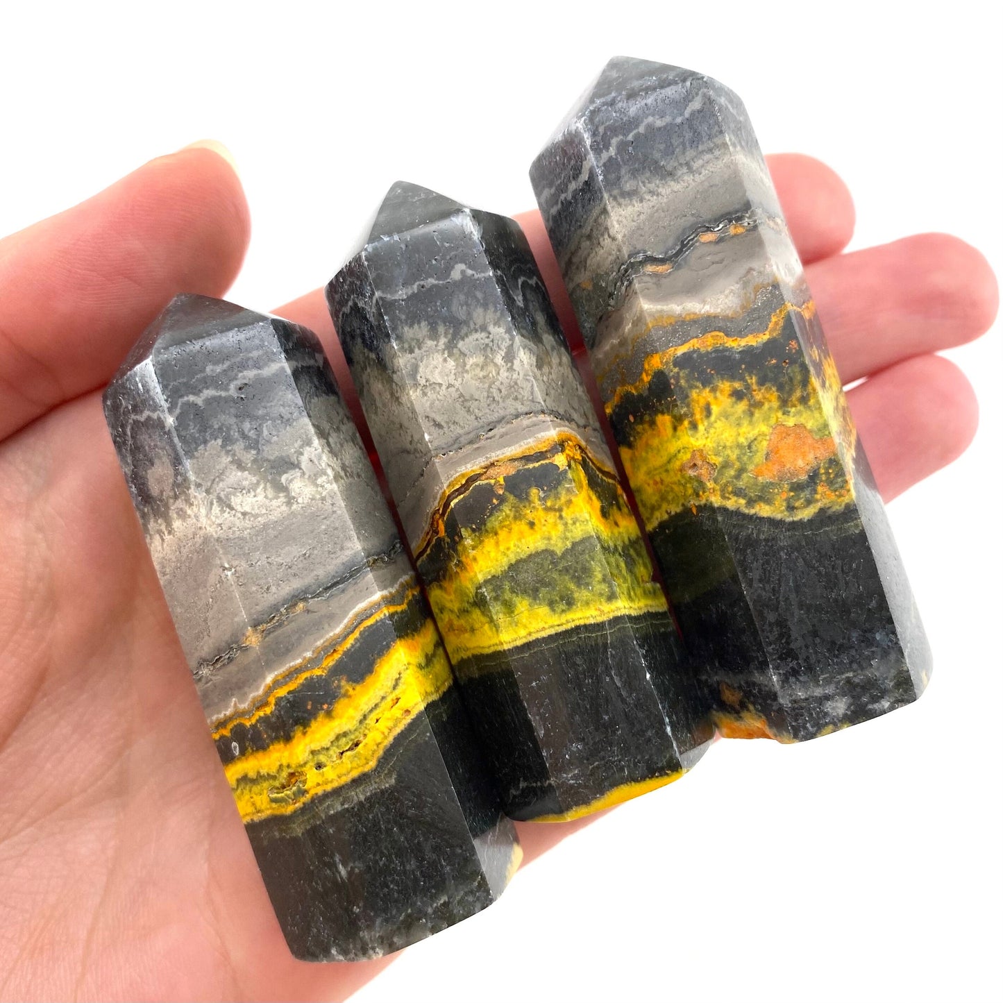 Bumblebee Jasper point, crystal point, bumblebee jasper tower