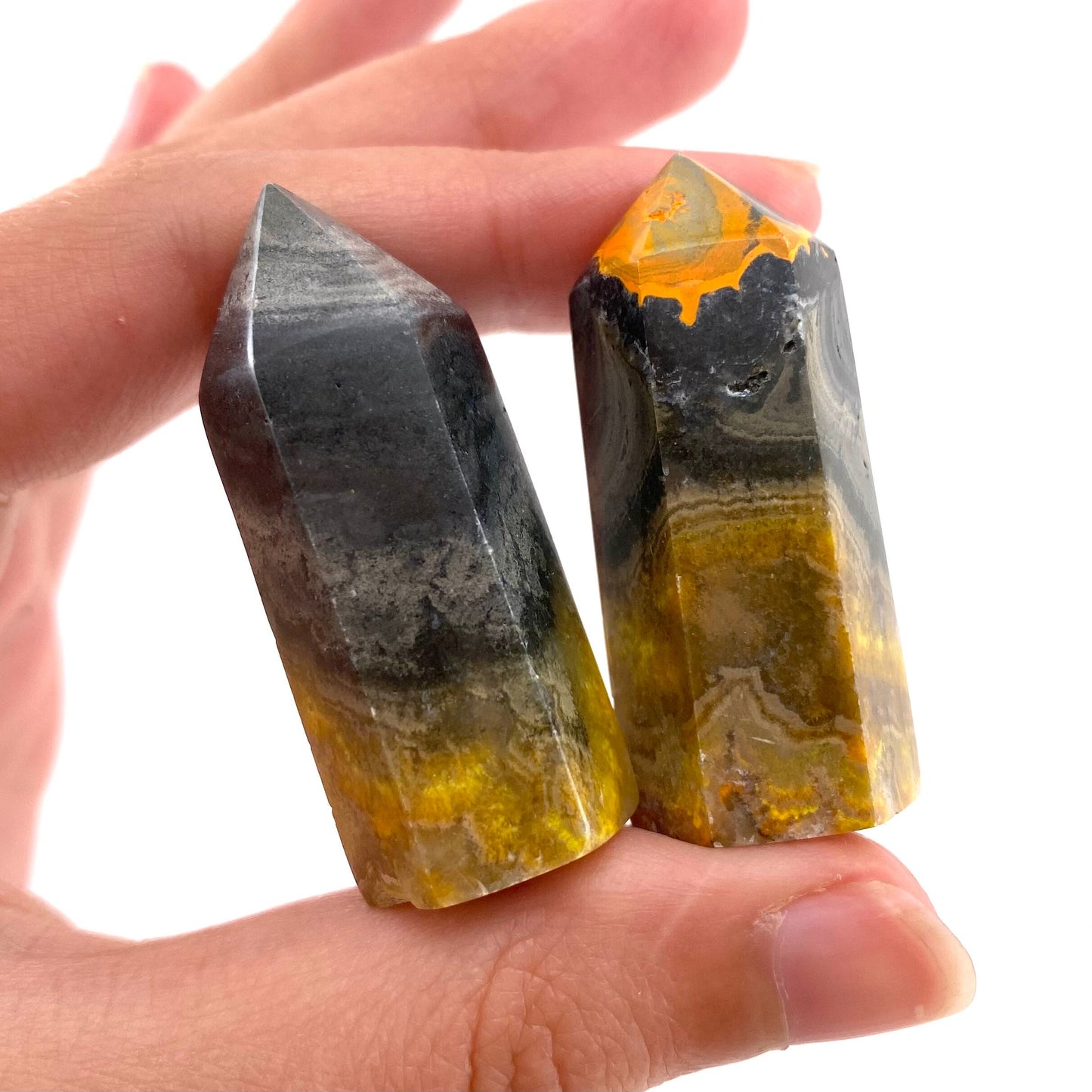 Bumblebee Jasper point, crystal point, bumblebee jasper tower
