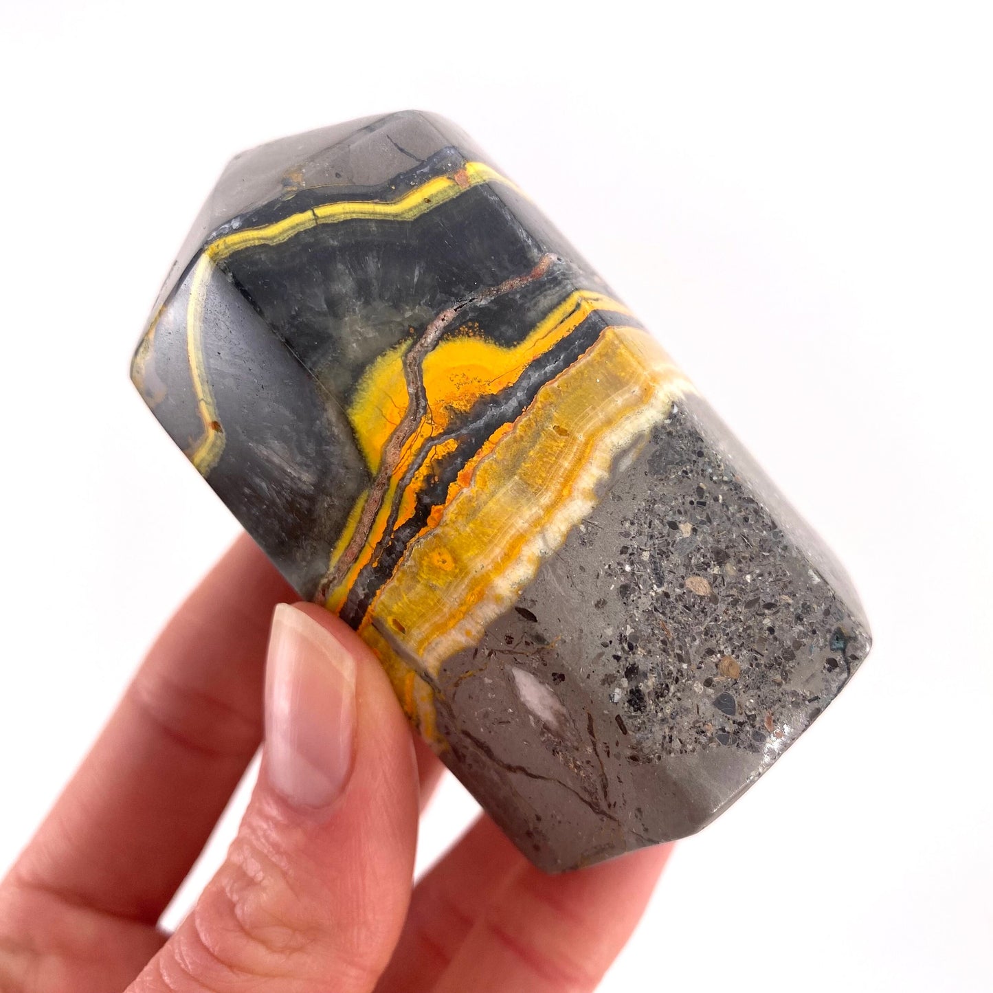 Bumblebee Jasper point, crystal point, bumblebee jasper tower