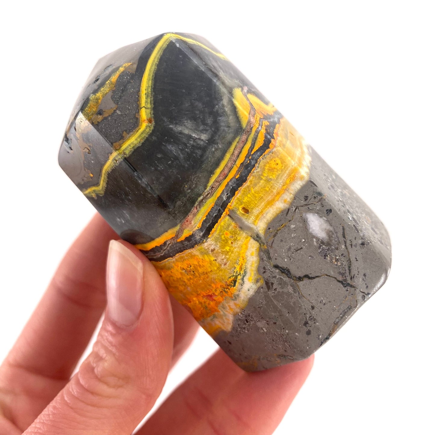 Bumblebee Jasper point, crystal point, bumblebee jasper tower
