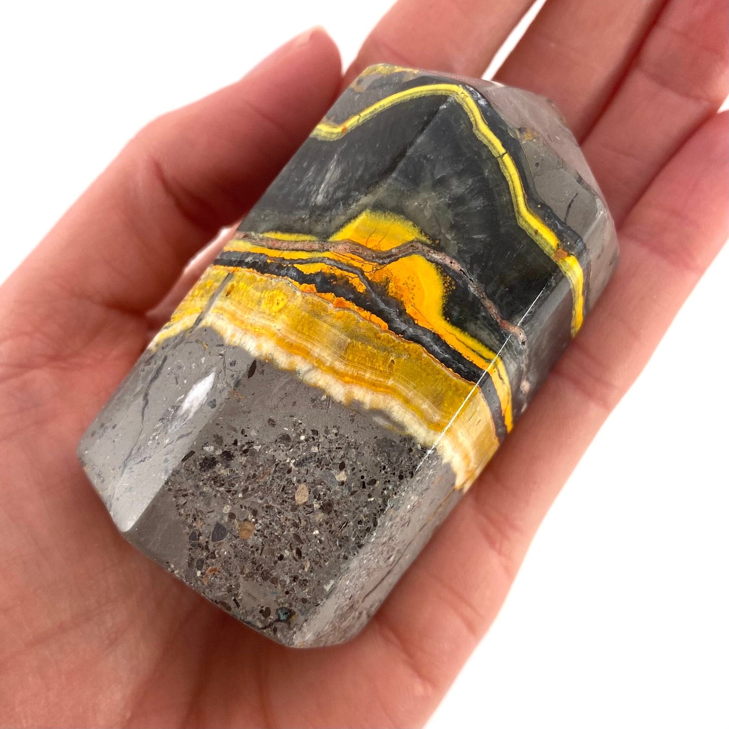 Bumblebee Jasper point, crystal point, bumblebee jasper tower
