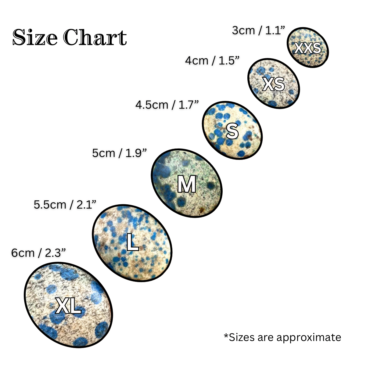 K2 Jasper Palm Stone | Polished Blue Dot Crystal Worry Stone (Third Eye Chakra)