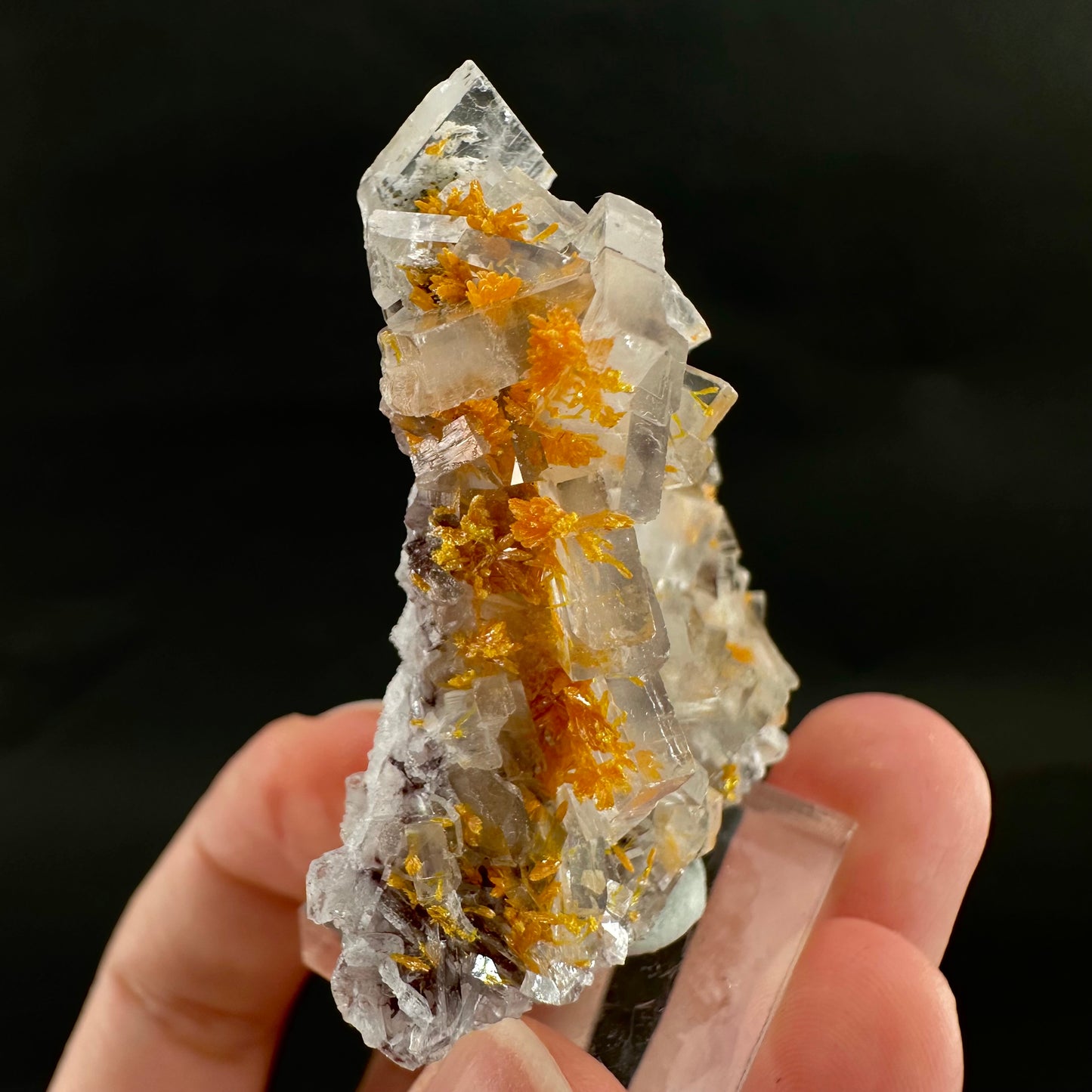 Orpiment on Barite (Peru), Orpiment specimen, mineral specimen