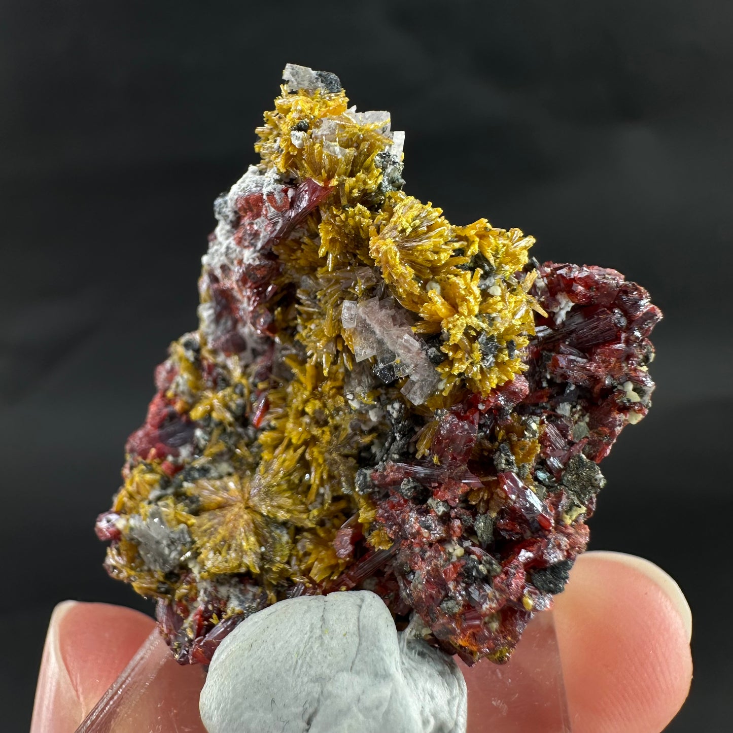 Realgar w/ Orpiment (Peru), realgar specimen, orpiment crystal, realgar crystal, mineral specimen