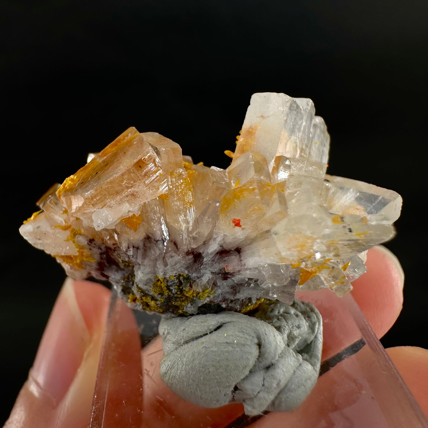Orpiment on Barite (Peru), Orpiment specimen, mineral specimen