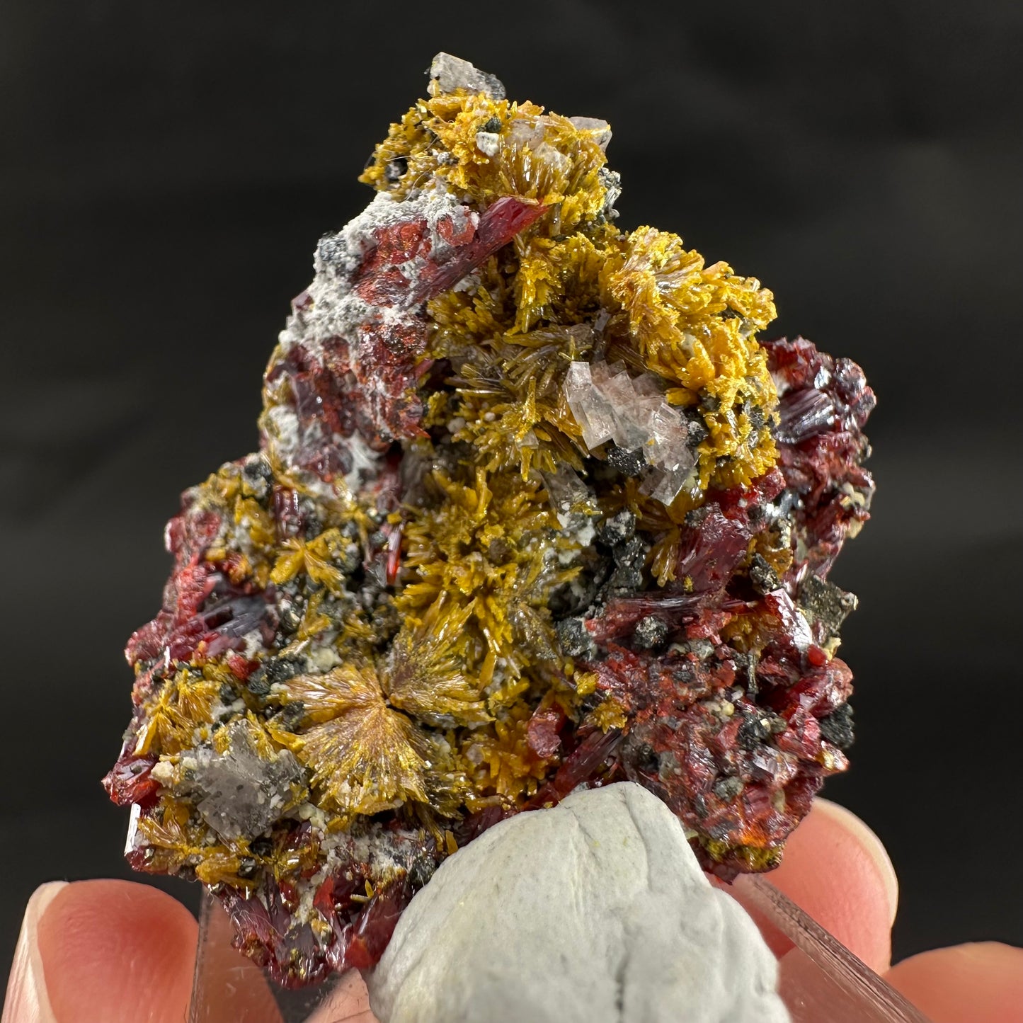 Realgar w/ Orpiment (Peru), realgar specimen, orpiment crystal, realgar crystal, mineral specimen