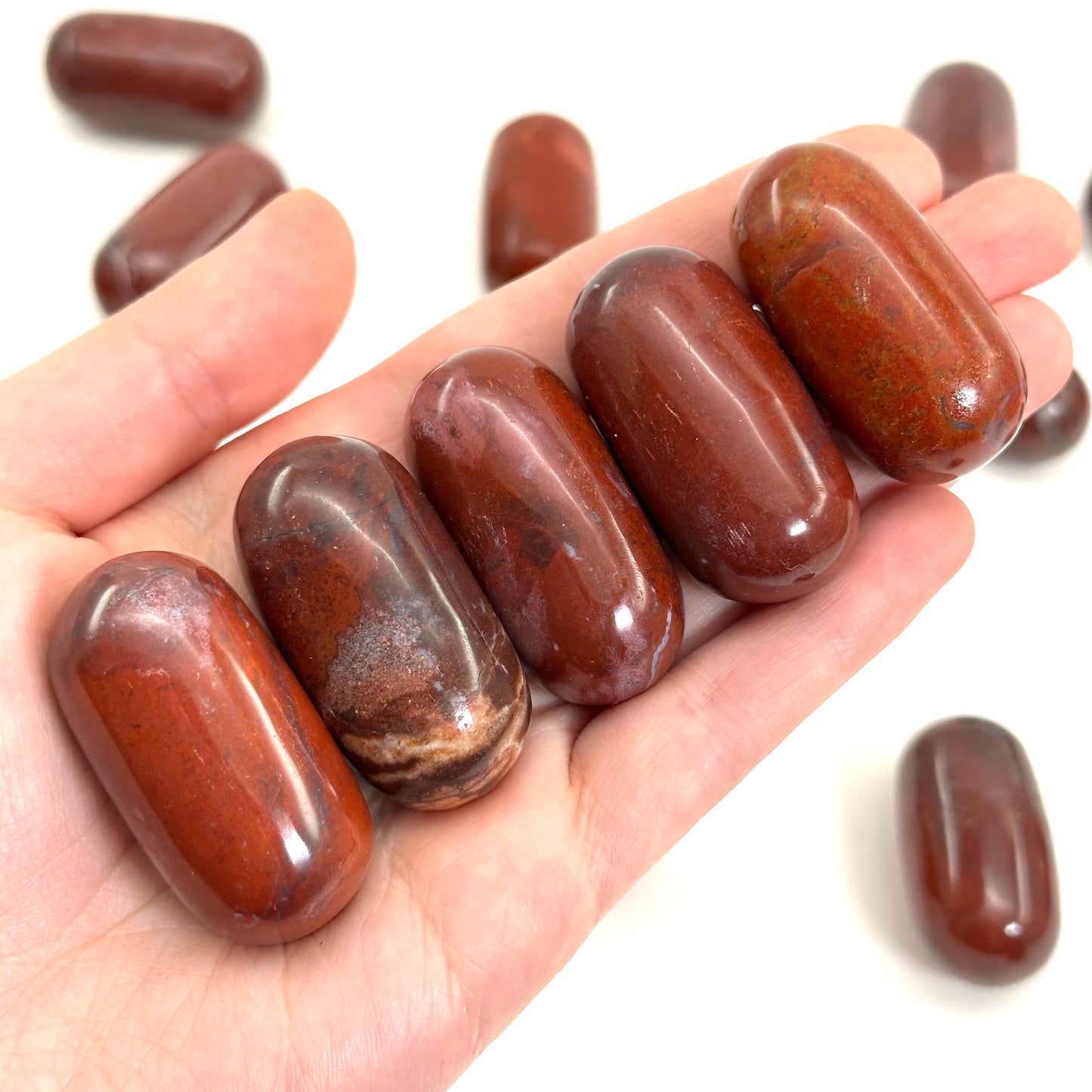 Red Jasper Worry Stone | Polished Tumbled Crystal Lingam (Root Chakra)