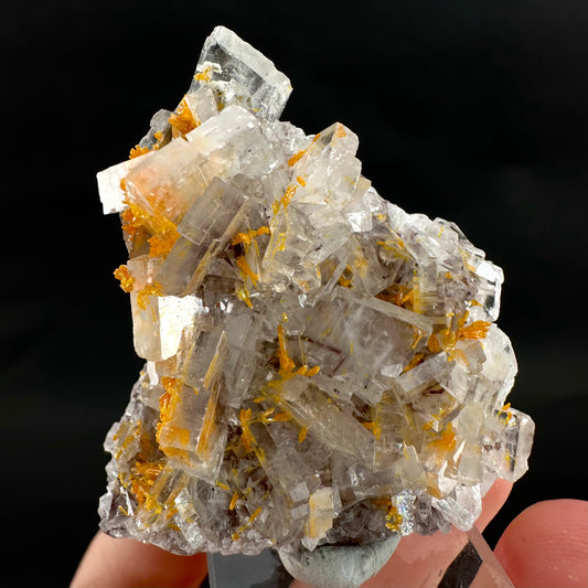 Orpiment on Barite (Peru), Orpiment specimen, mineral specimen