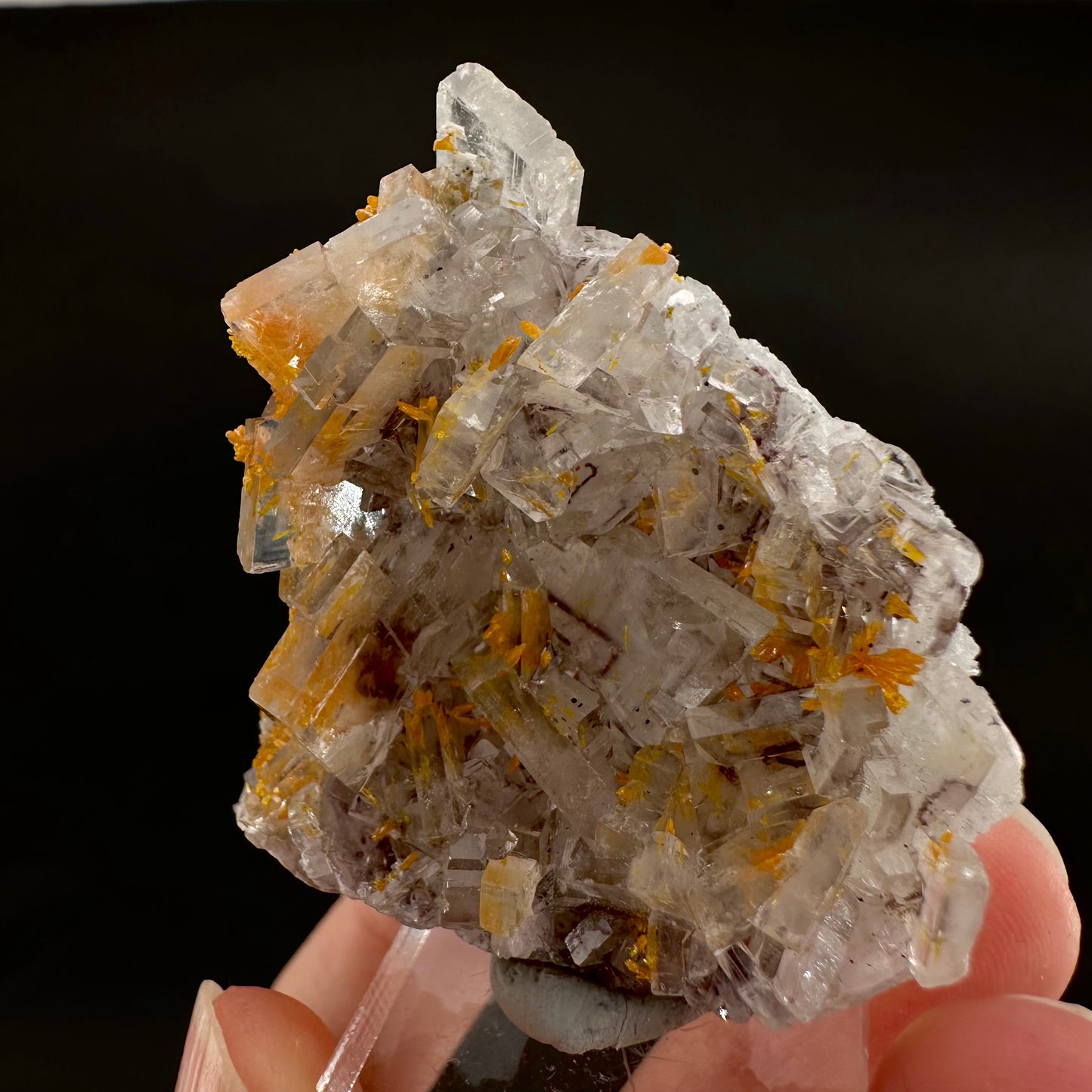 Orpiment on Barite (Peru), Orpiment specimen, mineral specimen