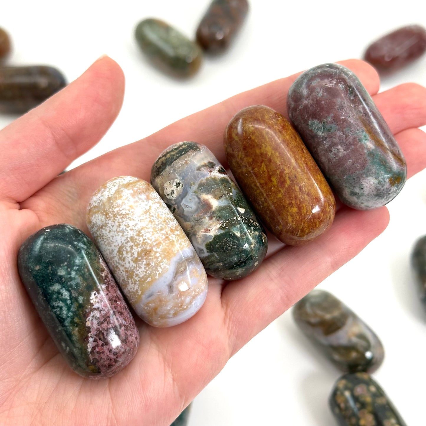 Ocean Jasper Worry Stone | Polished Tumbled Orbicular Crystal Lingam (Solar Plexus Chakra)