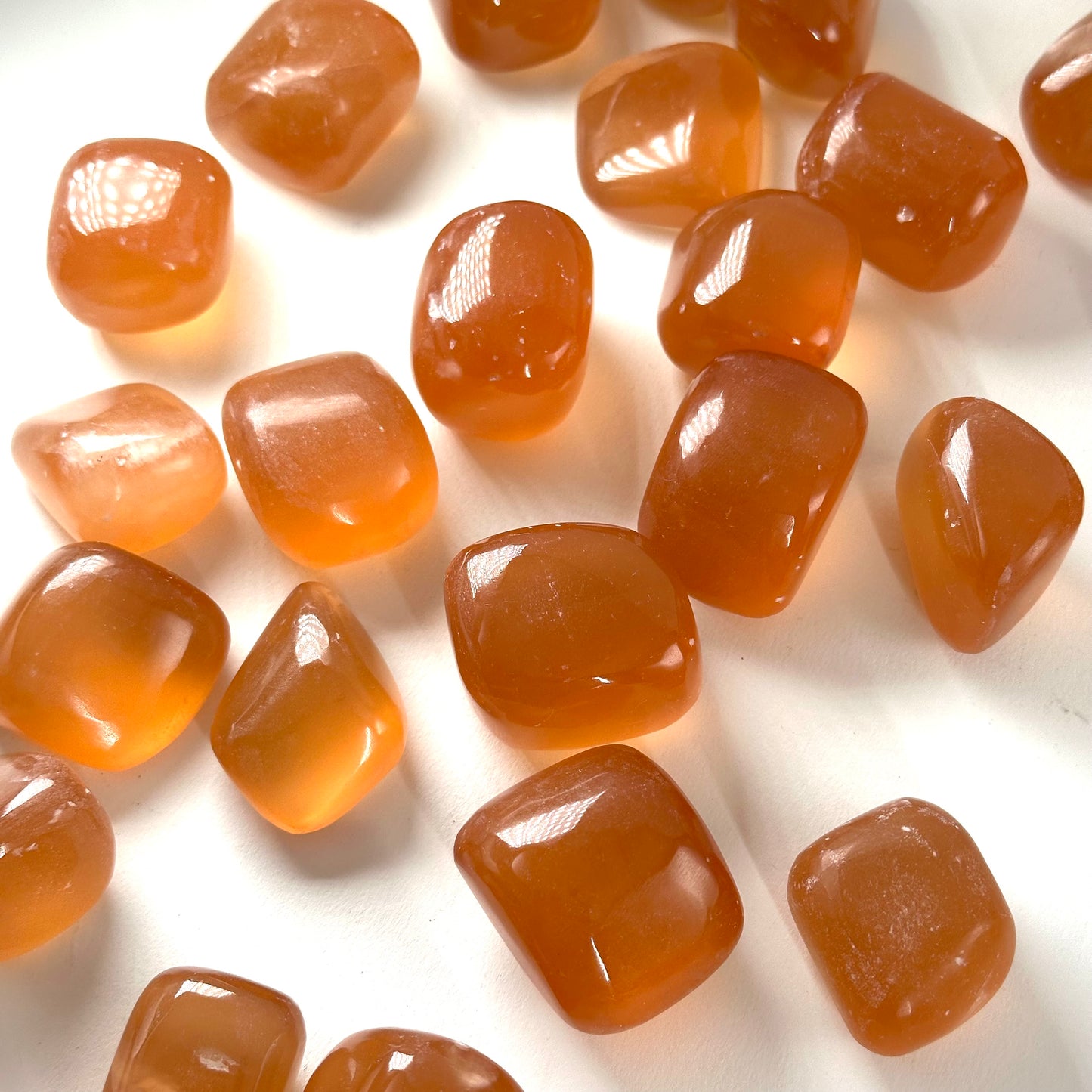 ONE tumbled honey calcite, natural orange calcite, polished honey calcite, orange calcite tumble, honey calcite crystal