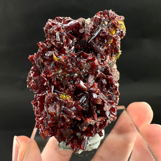 Realgar w/ Orpiment (Peru), realgar specimen, orpiment crystal, realgar crystal, mineral specimen