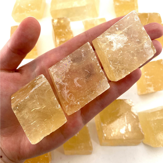 ONE Honey Calcite Rhombohedron, yellow calcite