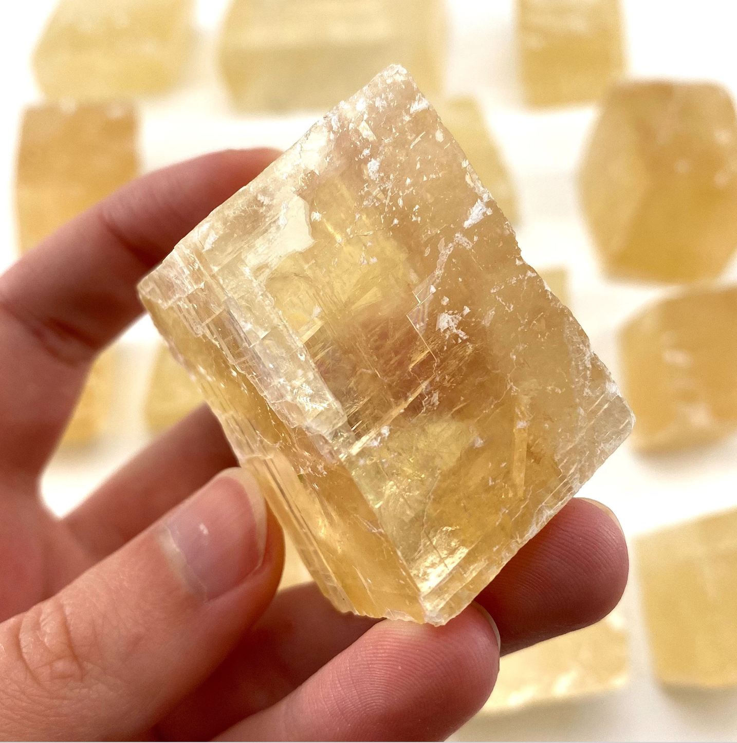 ONE Honey Calcite Rhombohedron, yellow calcite