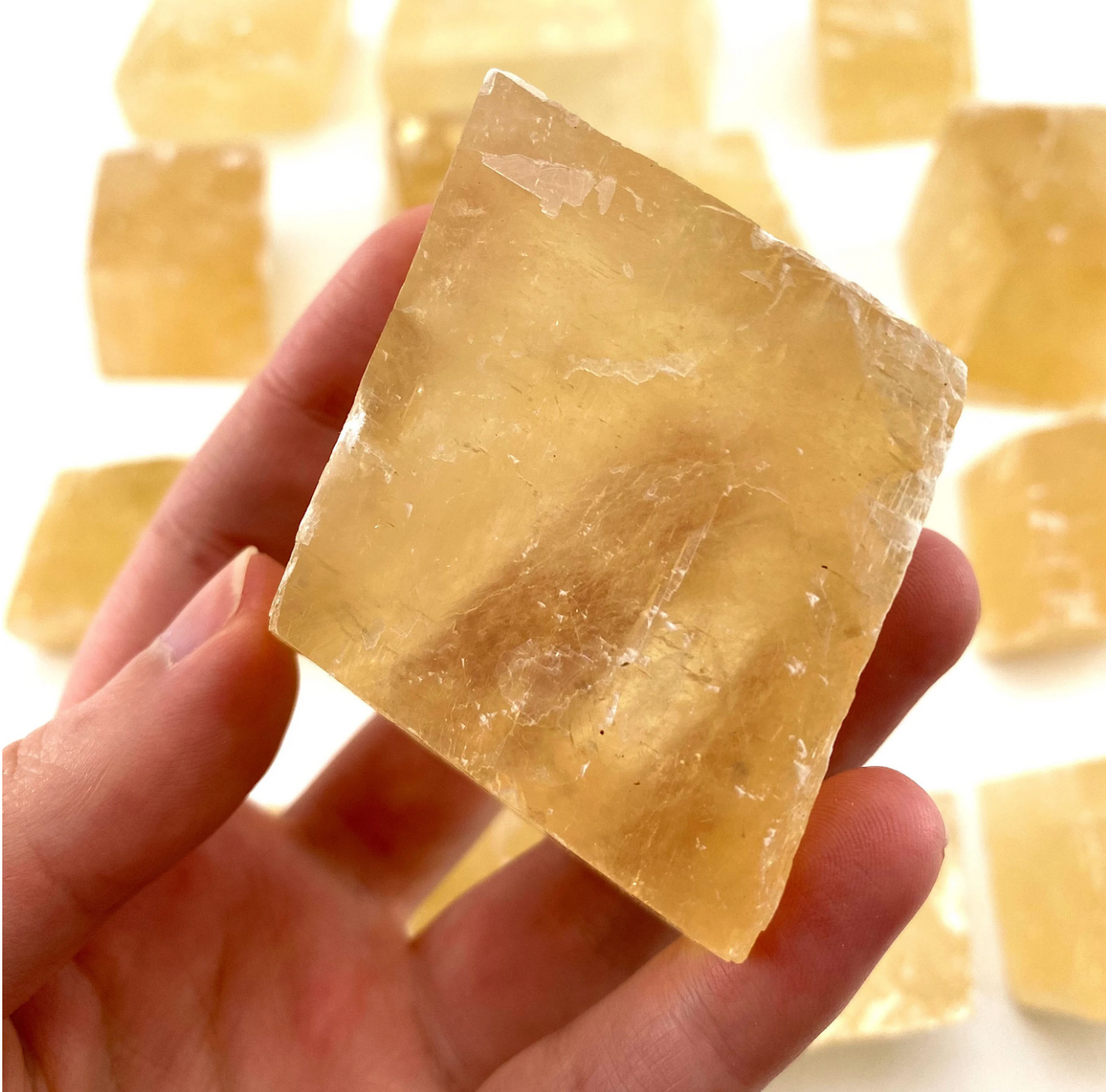 ONE Honey Calcite Rhombohedron, yellow calcite