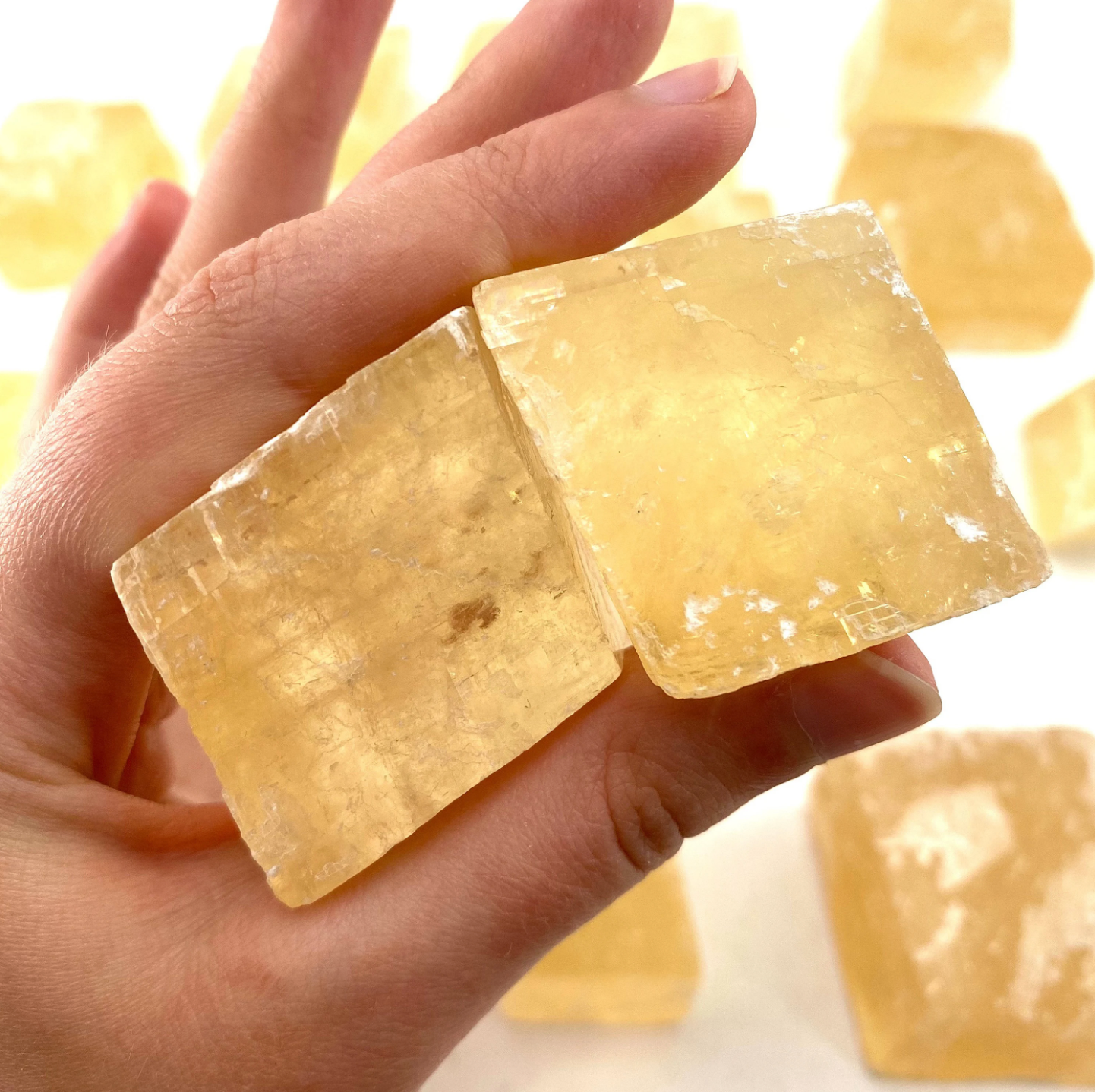 ONE Honey Calcite Rhombohedron, yellow calcite