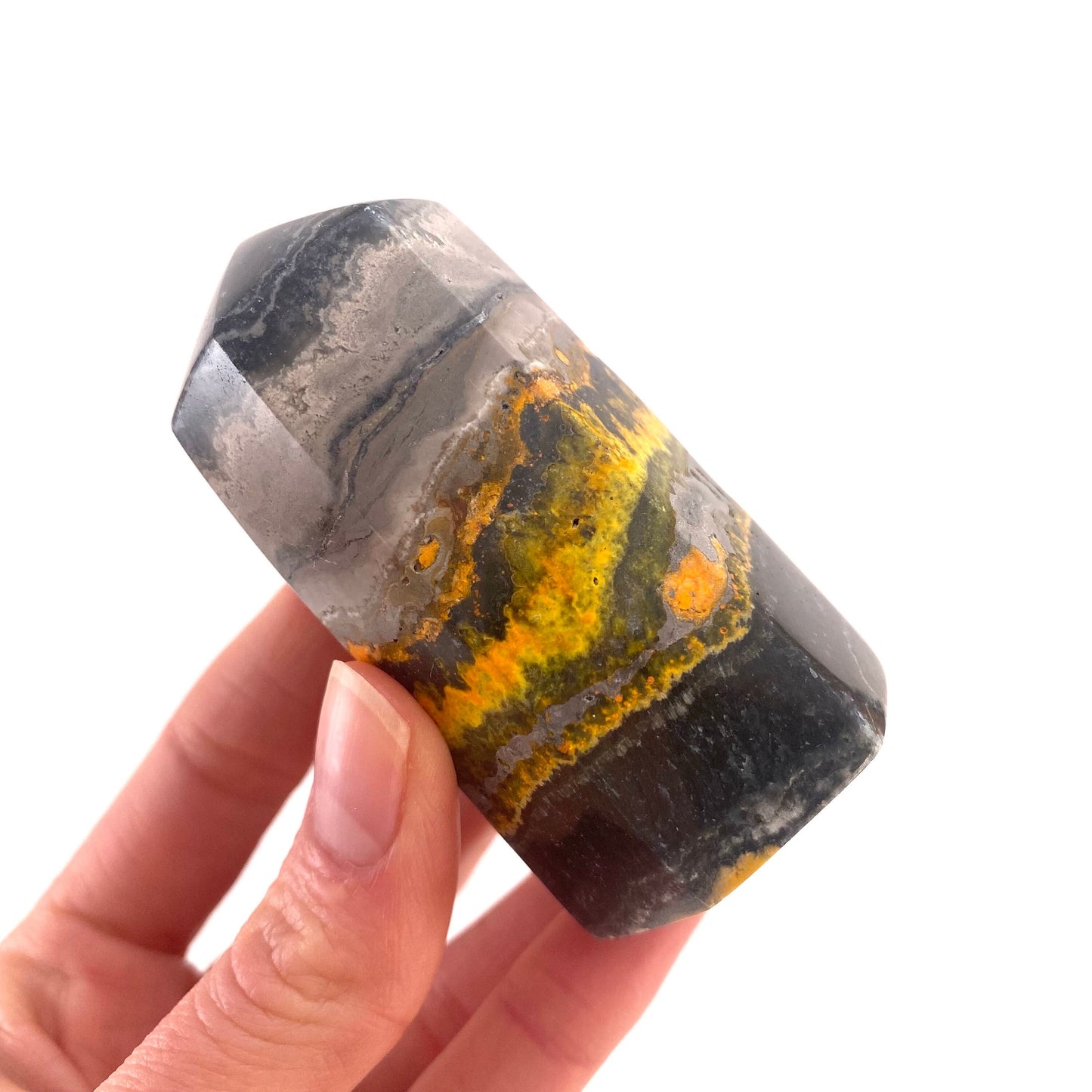 Bumblebee Jasper point, crystal point, bumblebee jasper tower
