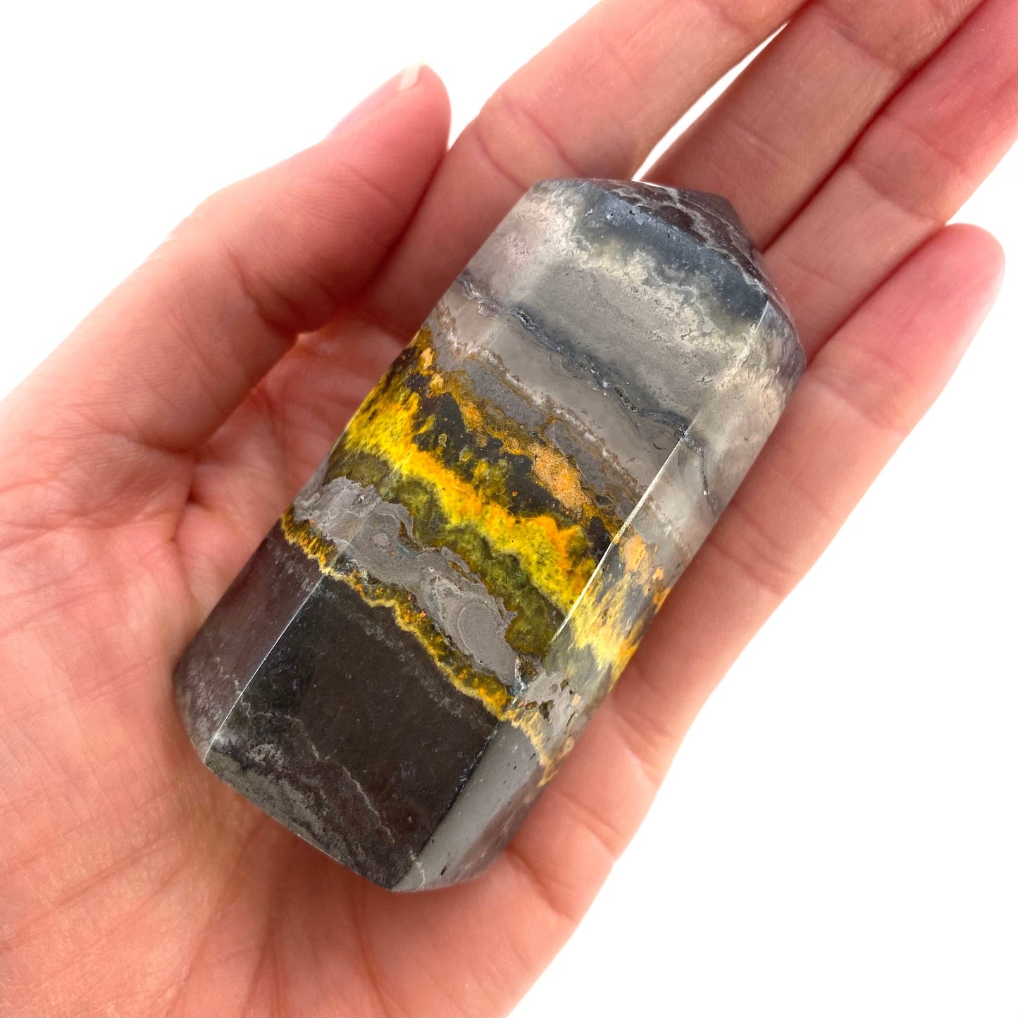 Bumblebee Jasper point, crystal point, bumblebee jasper tower