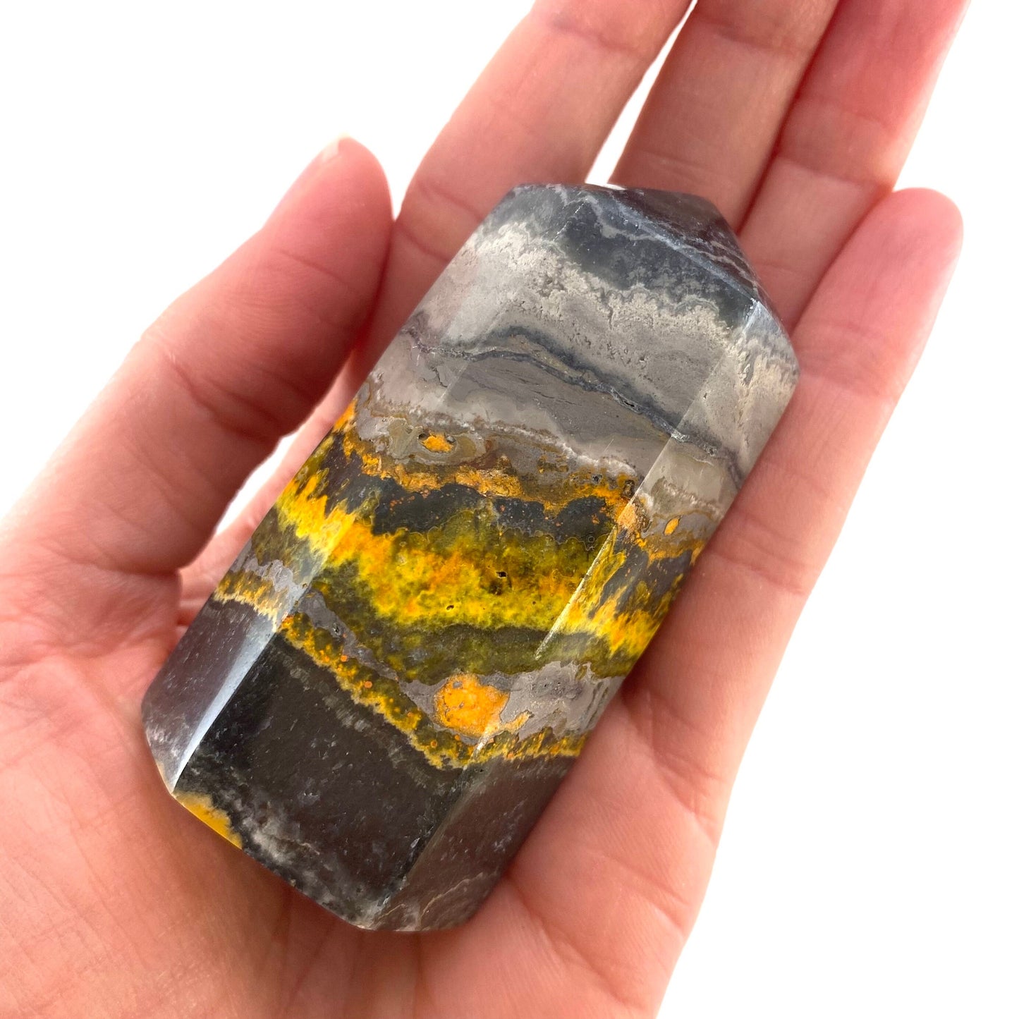 Bumblebee Jasper point, crystal point, bumblebee jasper tower