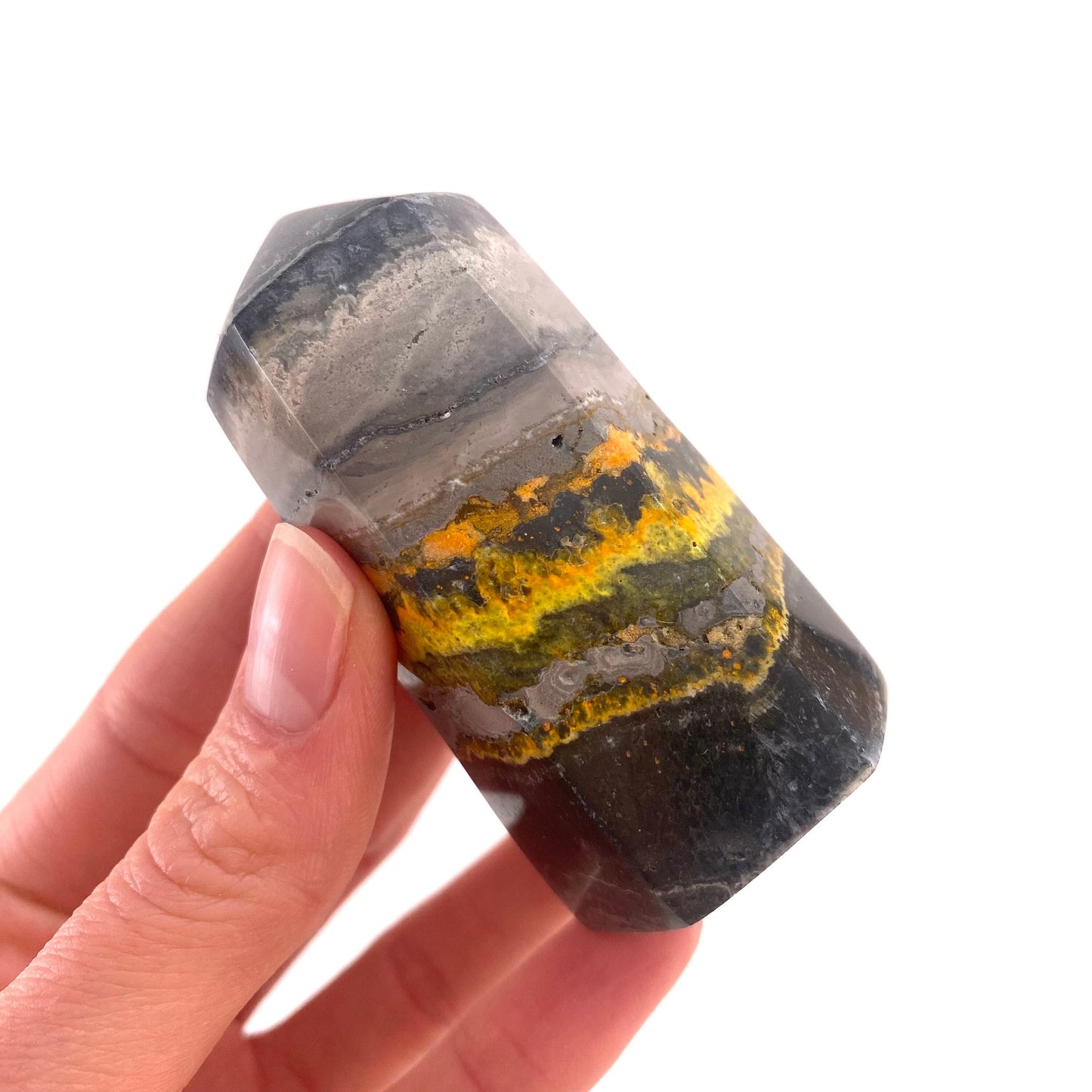Bumblebee Jasper point, crystal point, bumblebee jasper tower
