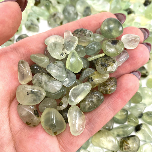 20g of Prehnite, mini tumbled stones, tumbled crystal, tumbled prehnite, prehnite chips