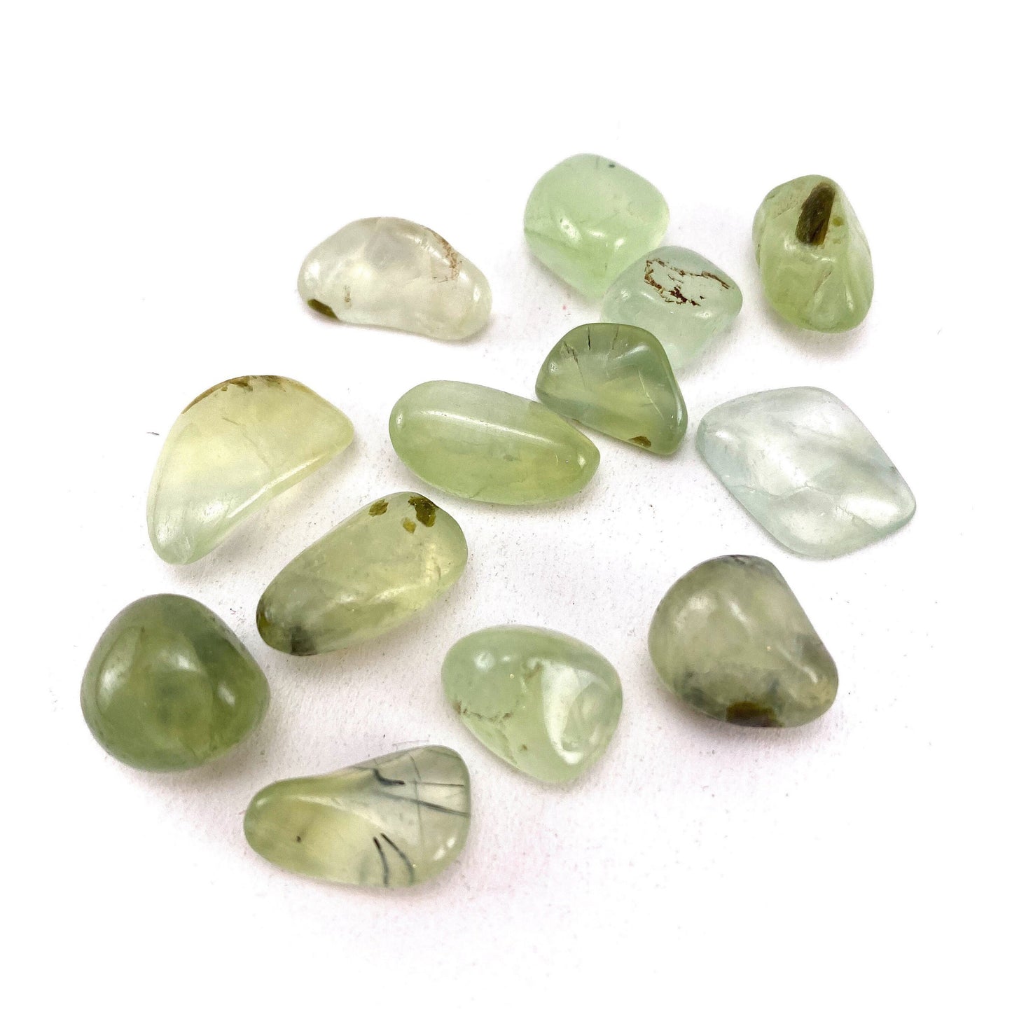 20g of Prehnite, mini tumbled stones, tumbled crystal, tumbled prehnite, prehnite chips
