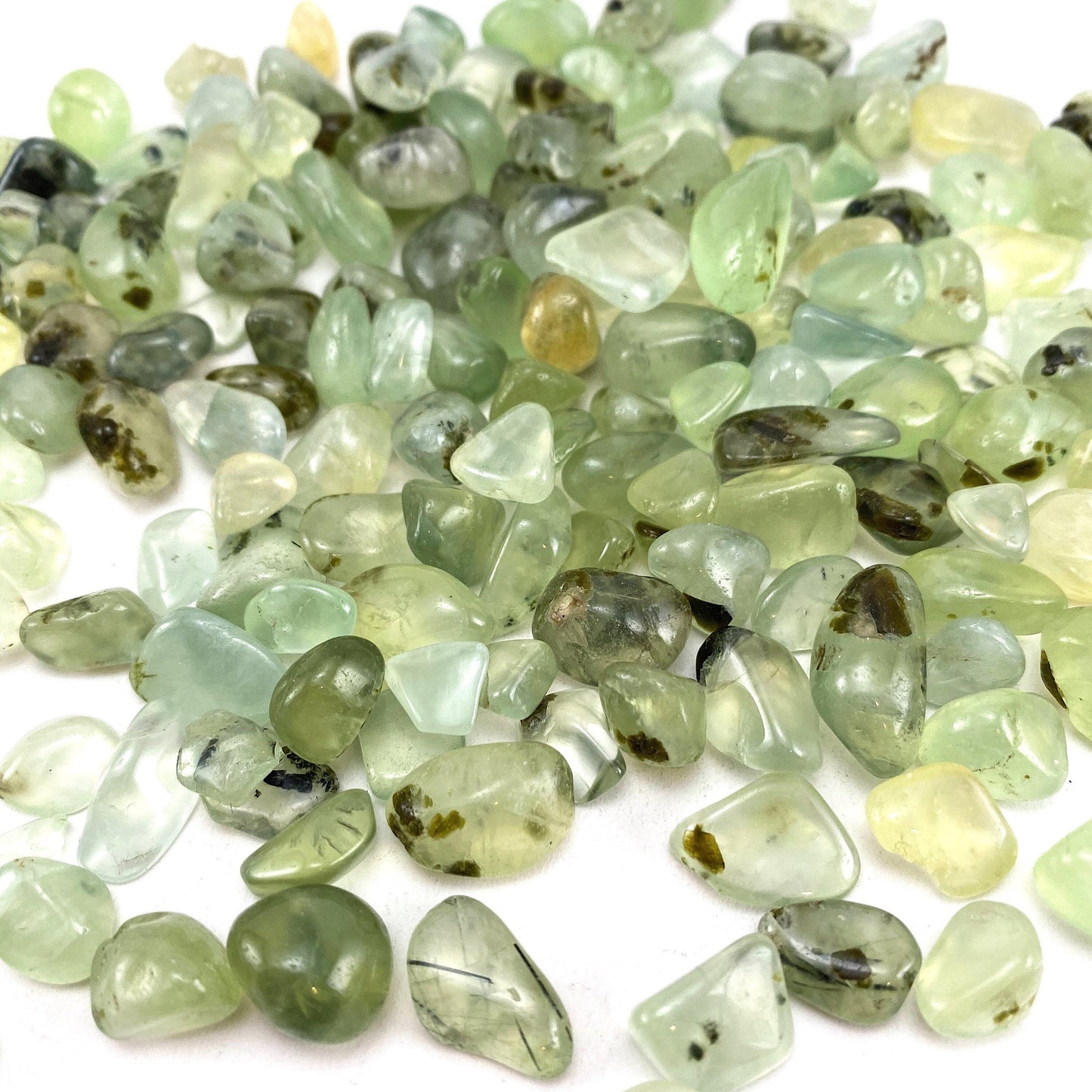 20g of Prehnite, mini tumbled stones, tumbled crystal, tumbled prehnite, prehnite chips