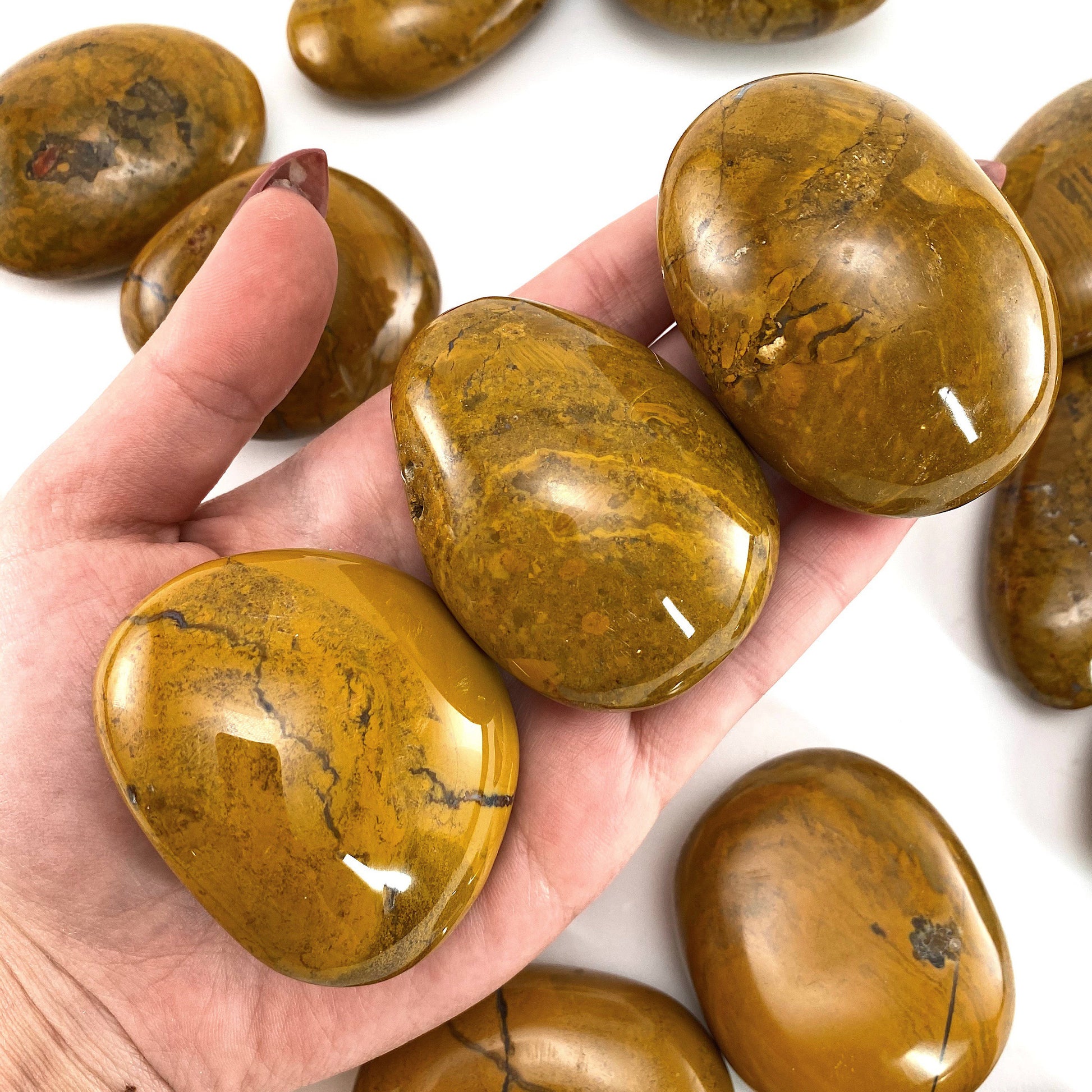 Yellow Jasper Palm stone, jasper palm stone, pocket stone, worry stone, yellow jasper