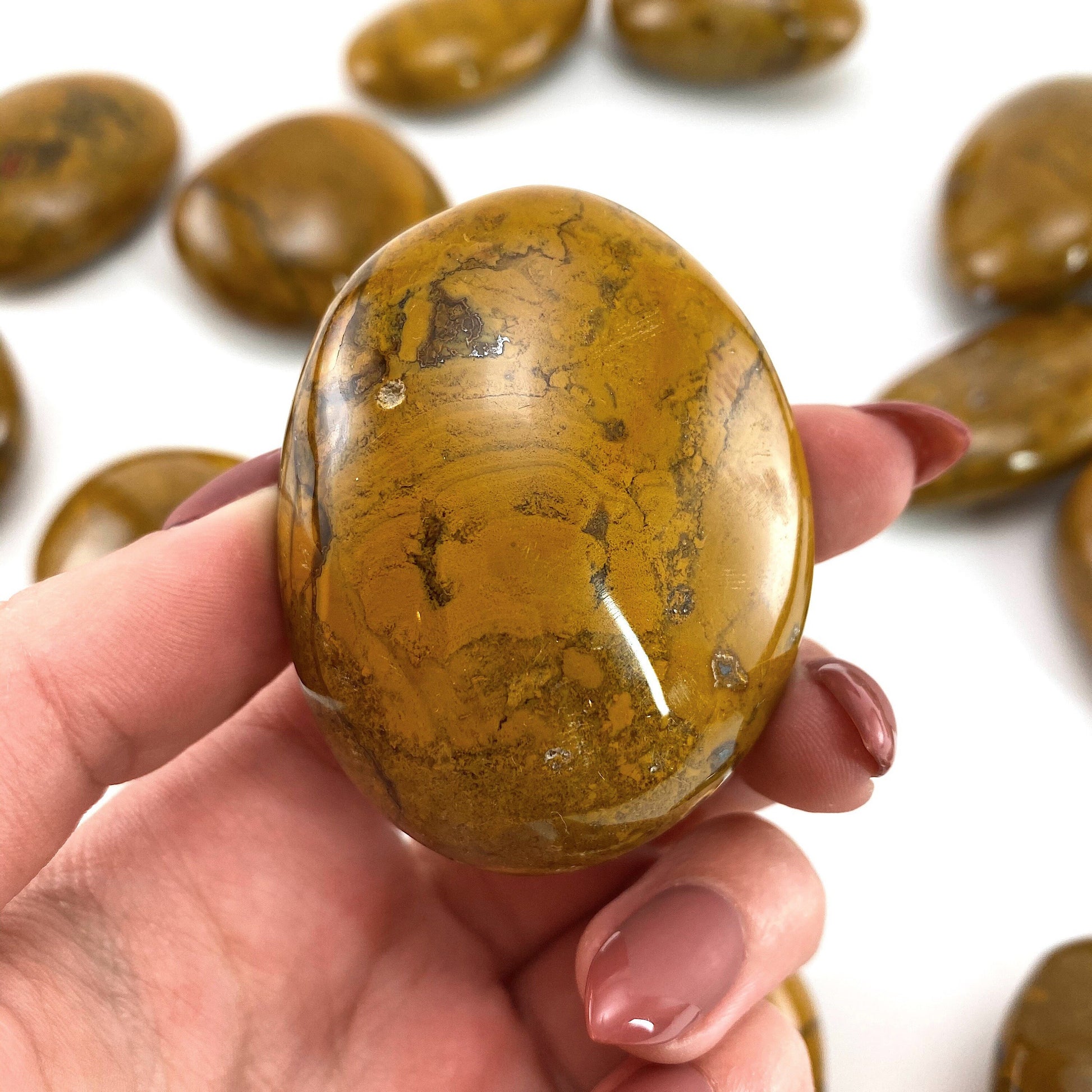 Yellow Jasper Palm stone, jasper palm stone, pocket stone, worry stone, yellow jasper