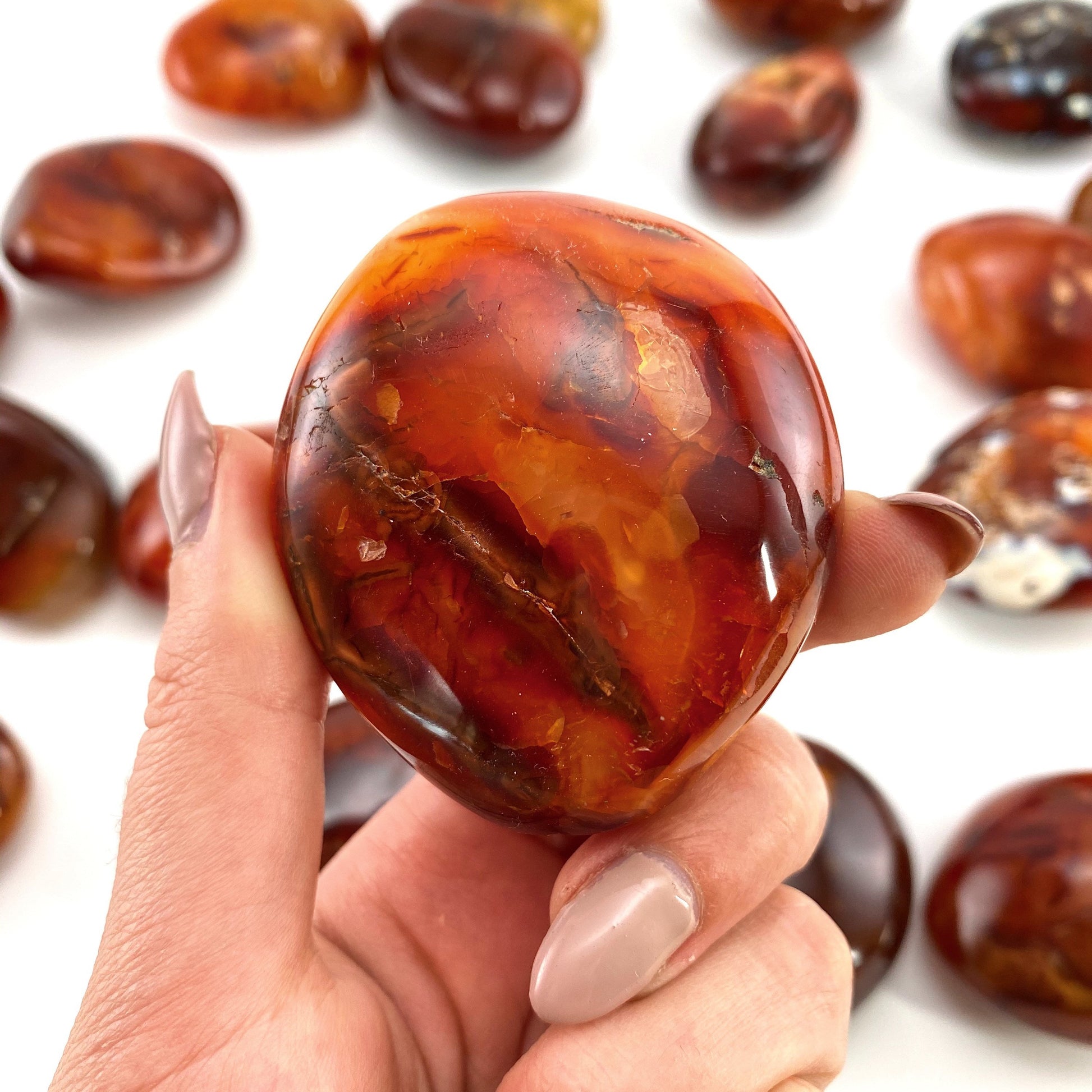 Carnelian Palm Stone, carnelian palmstone, polished carnelian, red carnelian, chakra palm stone